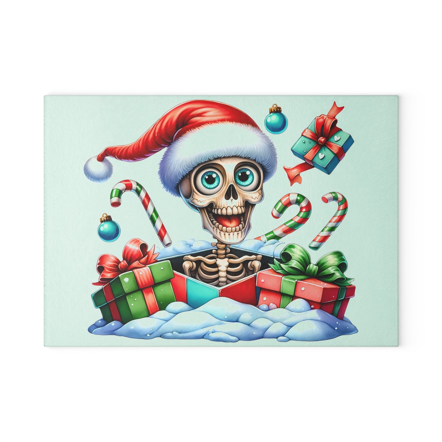 🎄💀 Skeleton Santa Cutting Board – A Spooky Splash of Holiday Cheer for Your Kitchen