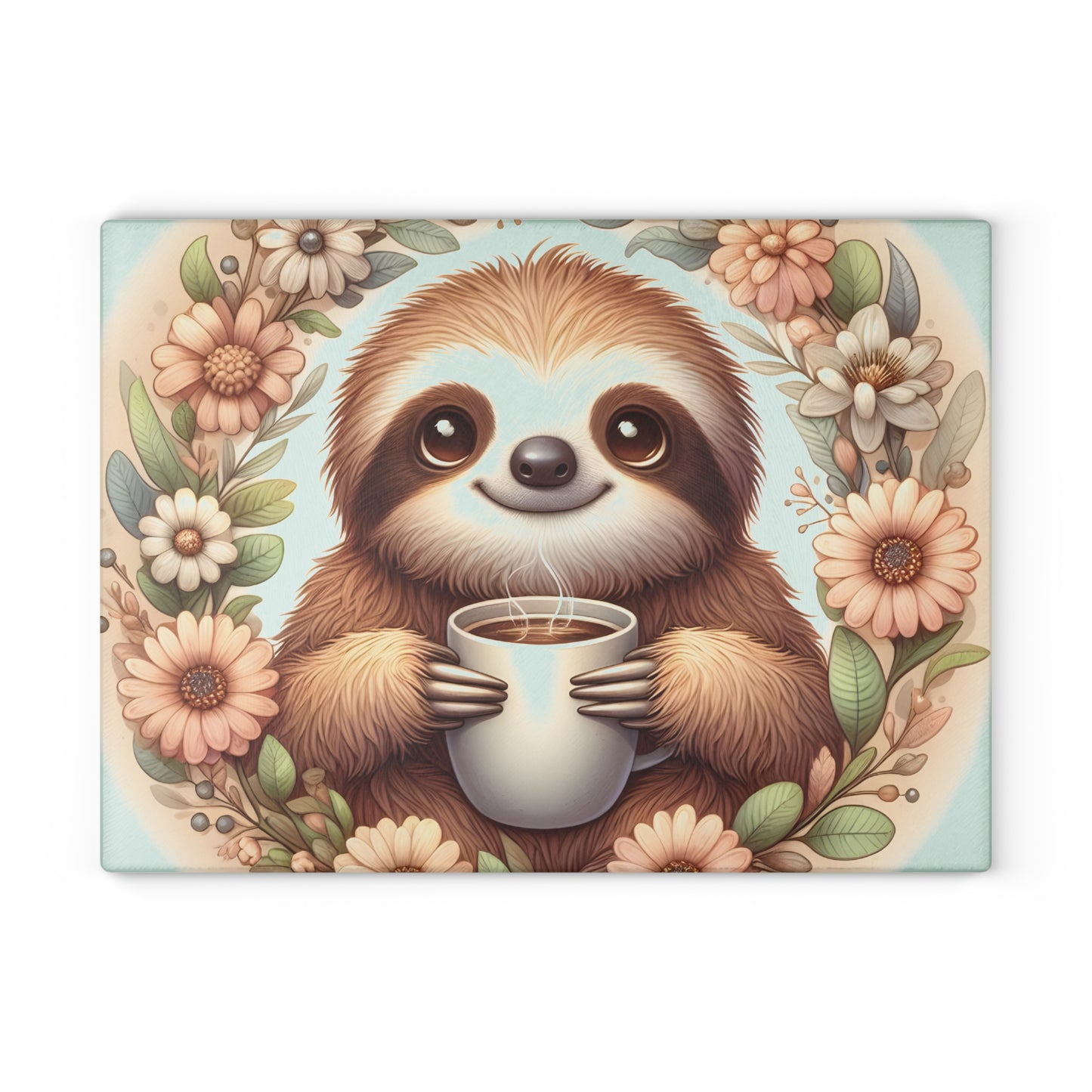 🦥☕ Cozy Sloth Coffee Cutting Board – Sweet Morning Vibes for Your Kitchen