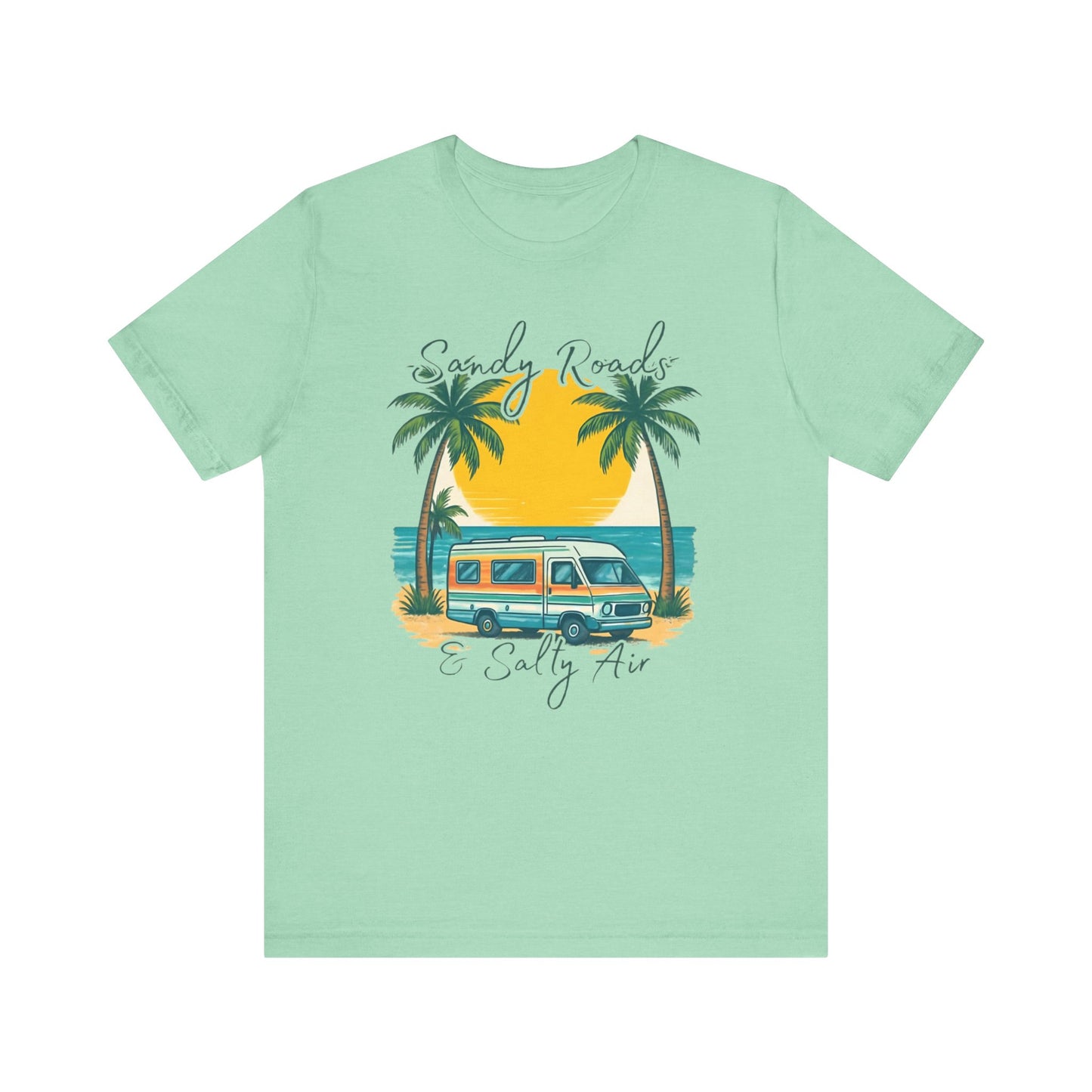 Camiseta Sandy Roads &amp; Salty Air: Camisa playera ligera para mujer para días costeros y ambiente veraniego.