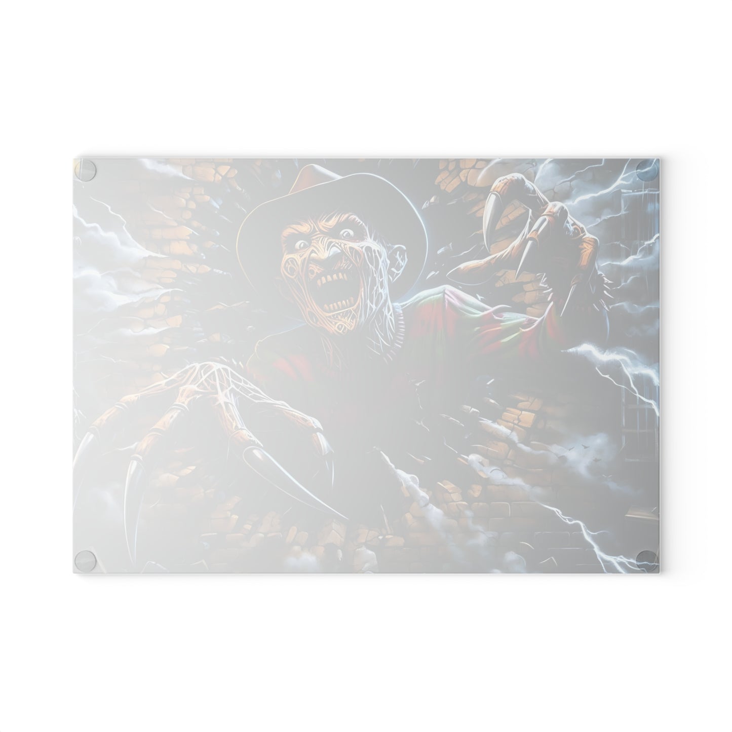 ⚡ Brick Wall Nightmare Cutting Board – Terrifying Horror Claws & Lightning Explosion 🌩️💀