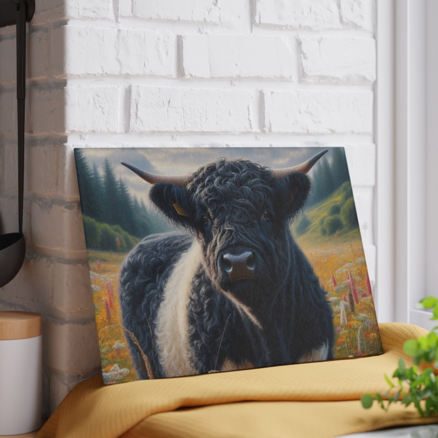 🐮 Oreo Cow Meadow Scene Cutting Board – Rustic Farmhouse Beauty 🌼