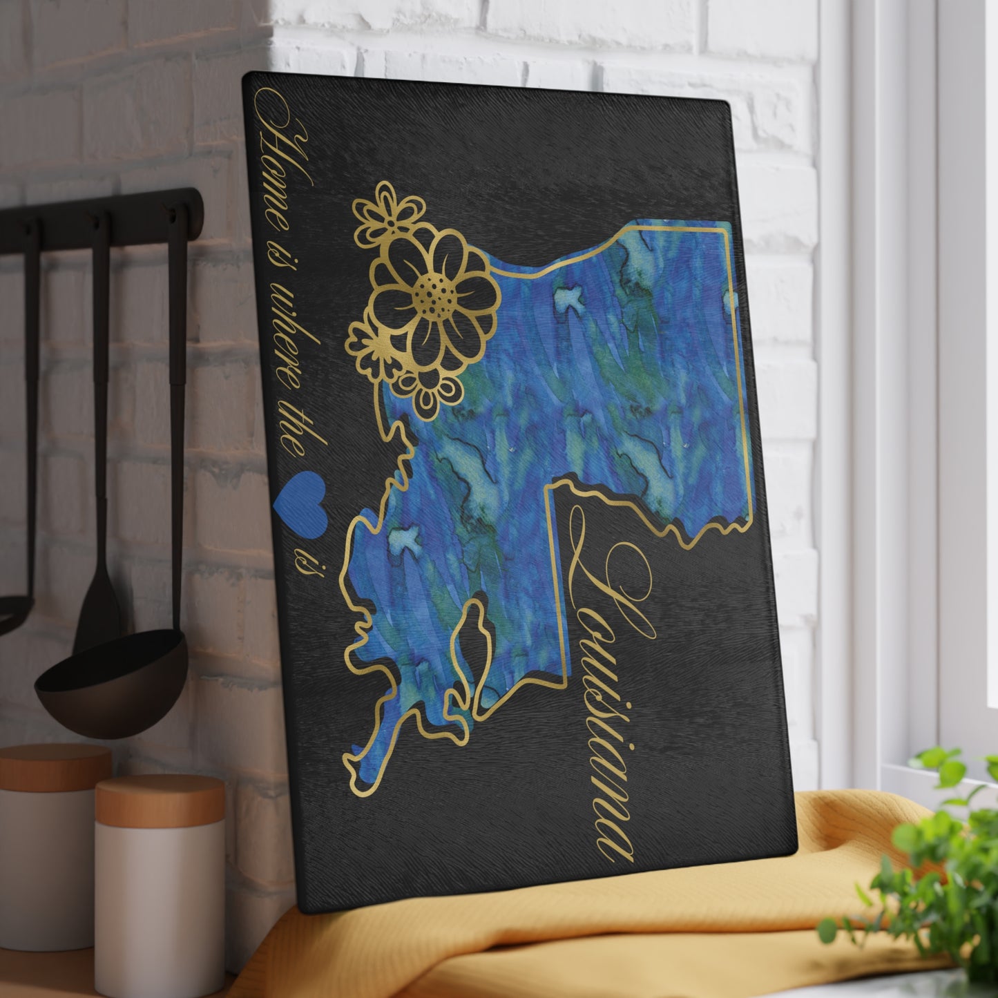 💙 Louisiana State Cutting Board – Bold Blues with Bayou Love