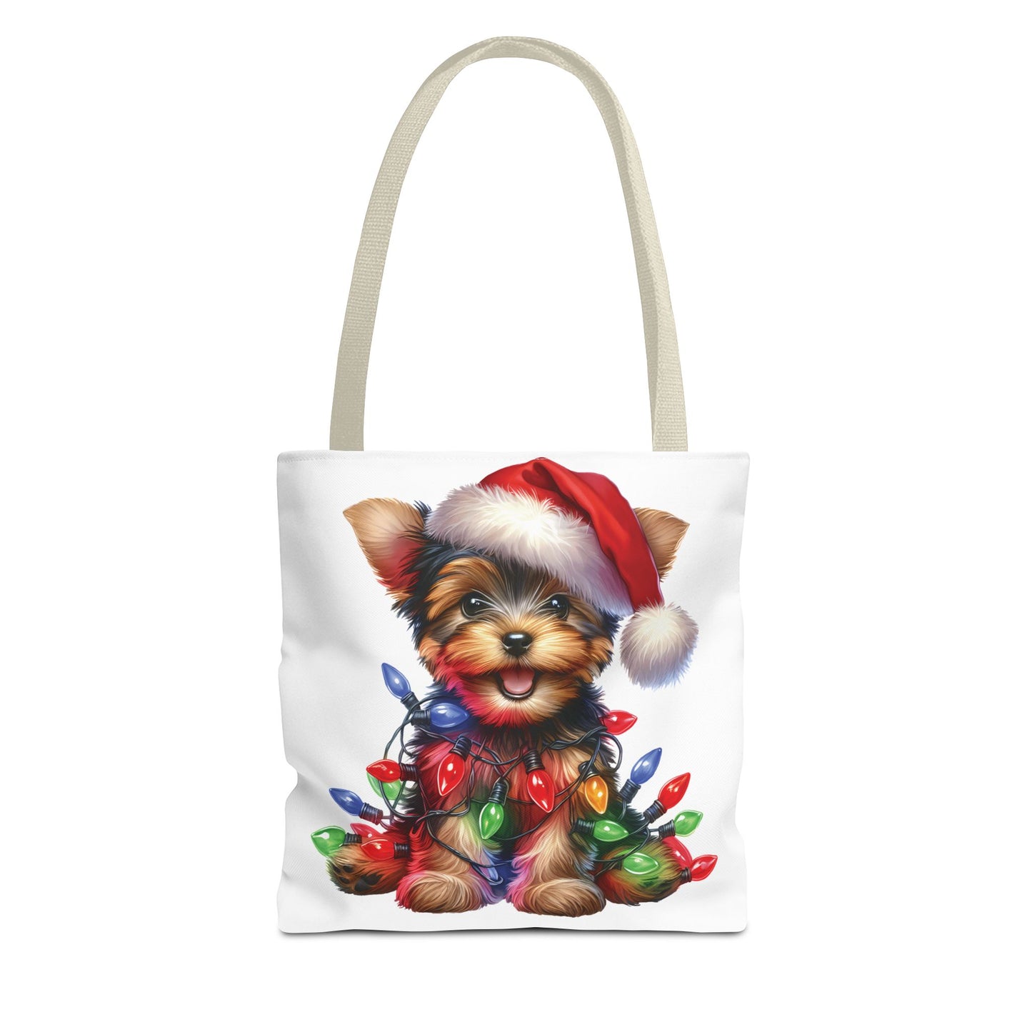 🎄 Yorkie Christmas Lights Tote Bag – Holiday Cheer in Every Carry 🎁