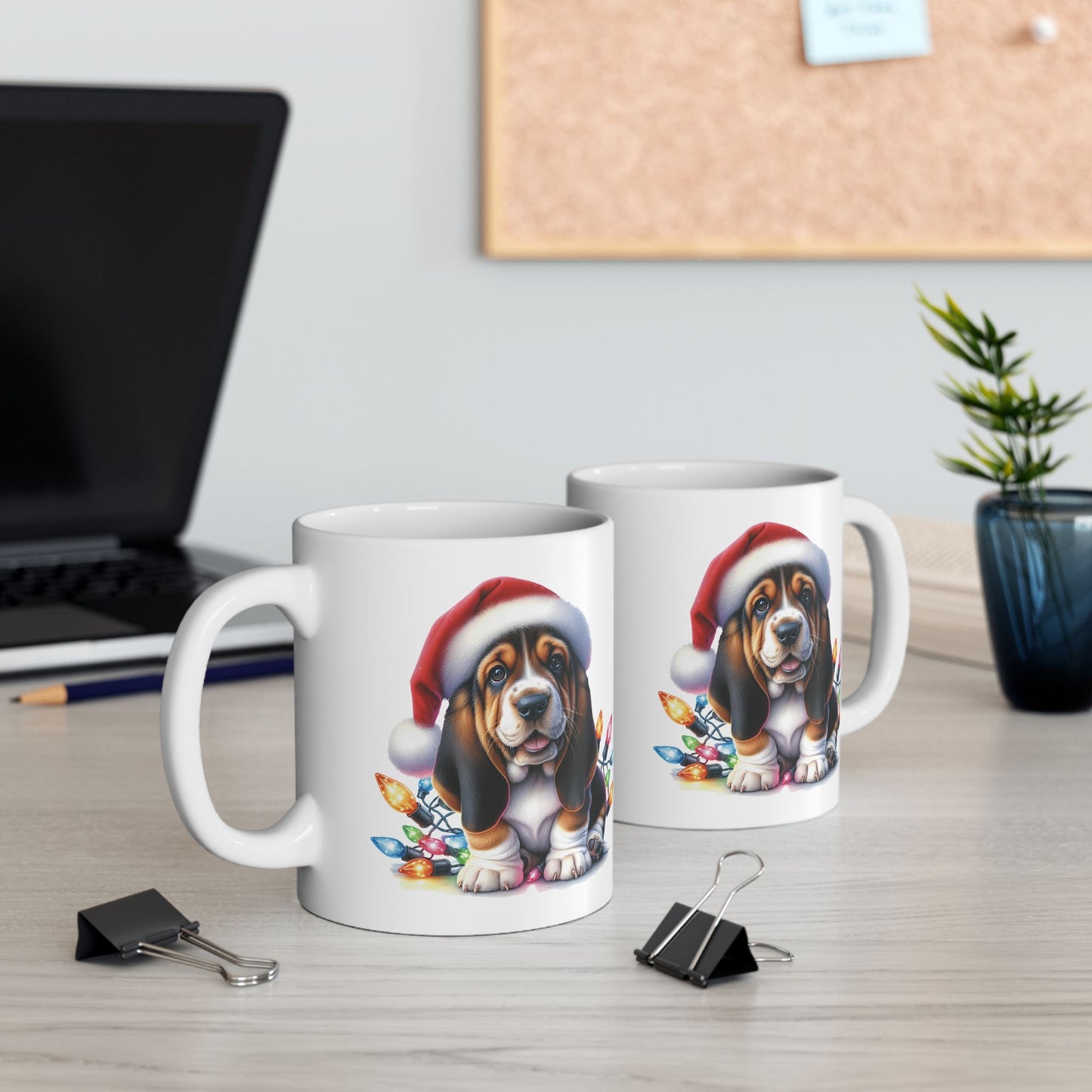 🎄 Basset Hound Christmas Mug – Festive Floppy Ears & Holiday Cheer 🐾