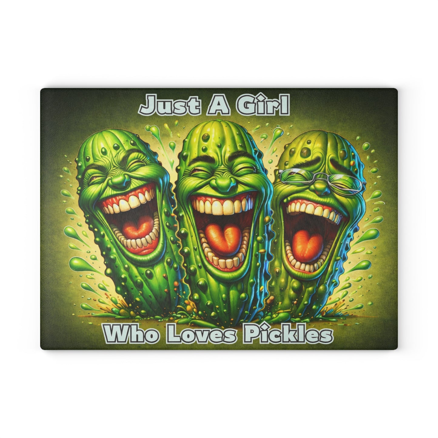 Just a Girl Who Loves Pickles Glass Cutting Board – Funny Pickle Kitchen Decor