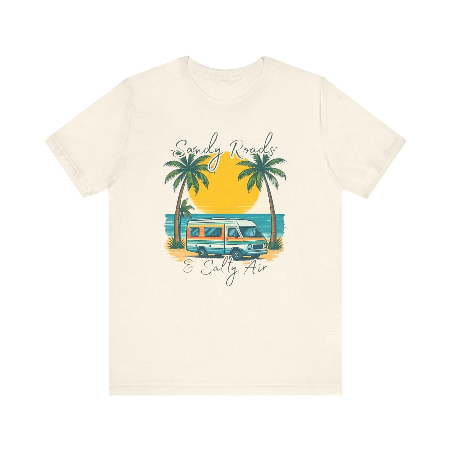 Camiseta Sandy Roads &amp; Salty Air: Camisa playera ligera para mujer para días costeros y ambiente veraniego.