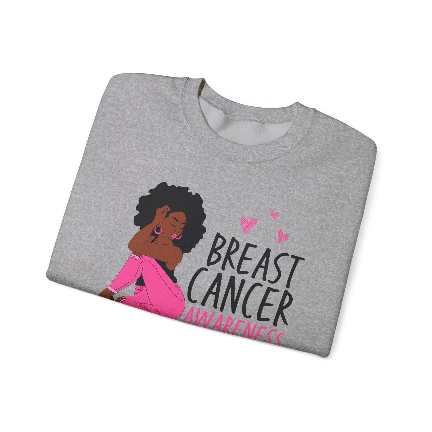 💕✨ Pink Awareness Woman Sweatshirt – Elegant Breast Cancer Support Crewneck