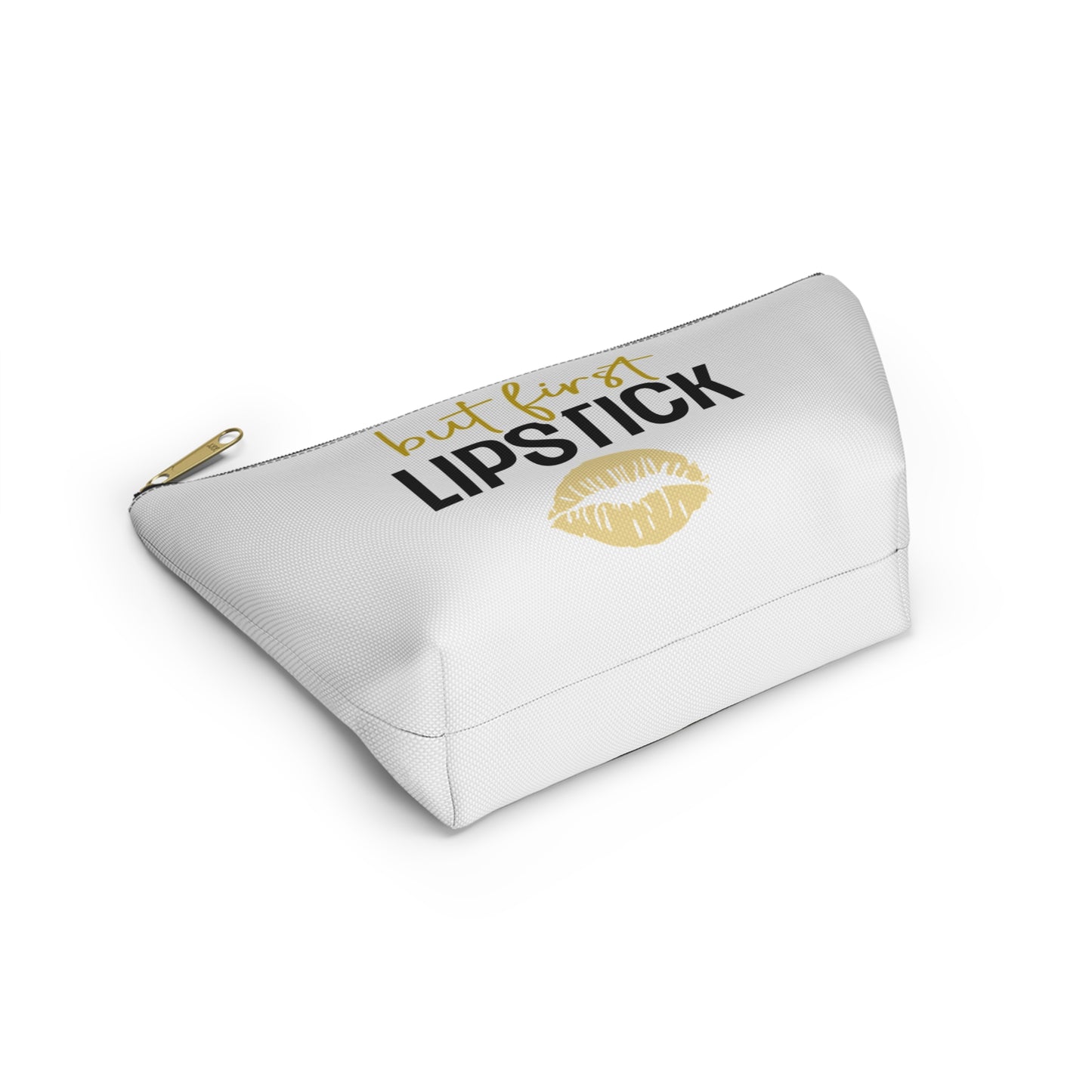 Accessory Pouch – "But First Lipstick" Yellow Makeup Bag