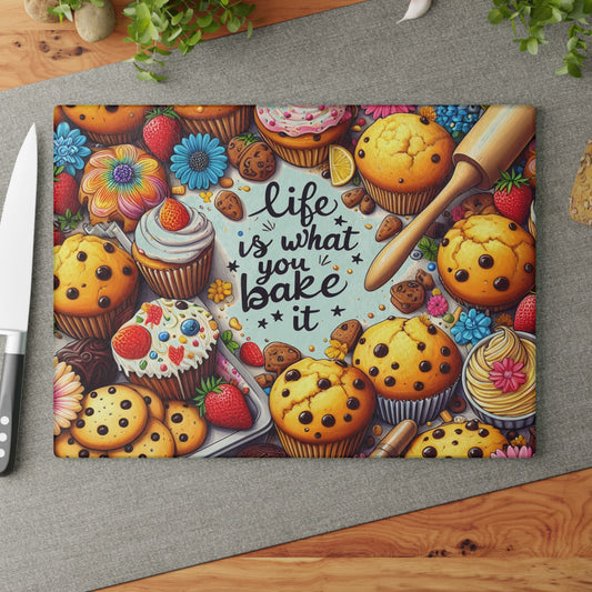 🍪 Life Is What You Bake It Cutting Board – Sweet Style for Your Kitchen 🧁