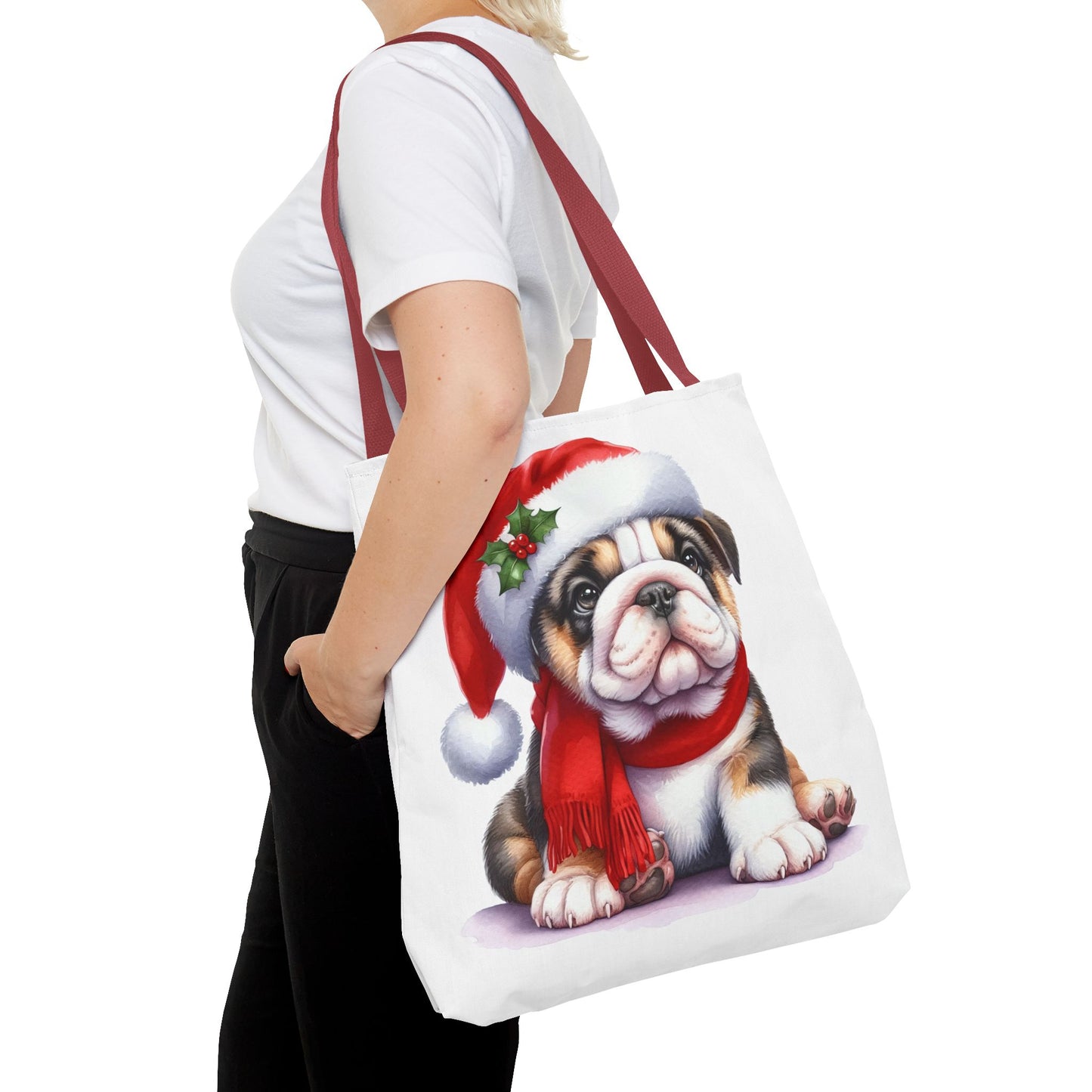 🎅 Bulldog Christmas Tote Bag – Cozy Holiday Style for Dog Lovers 🐾