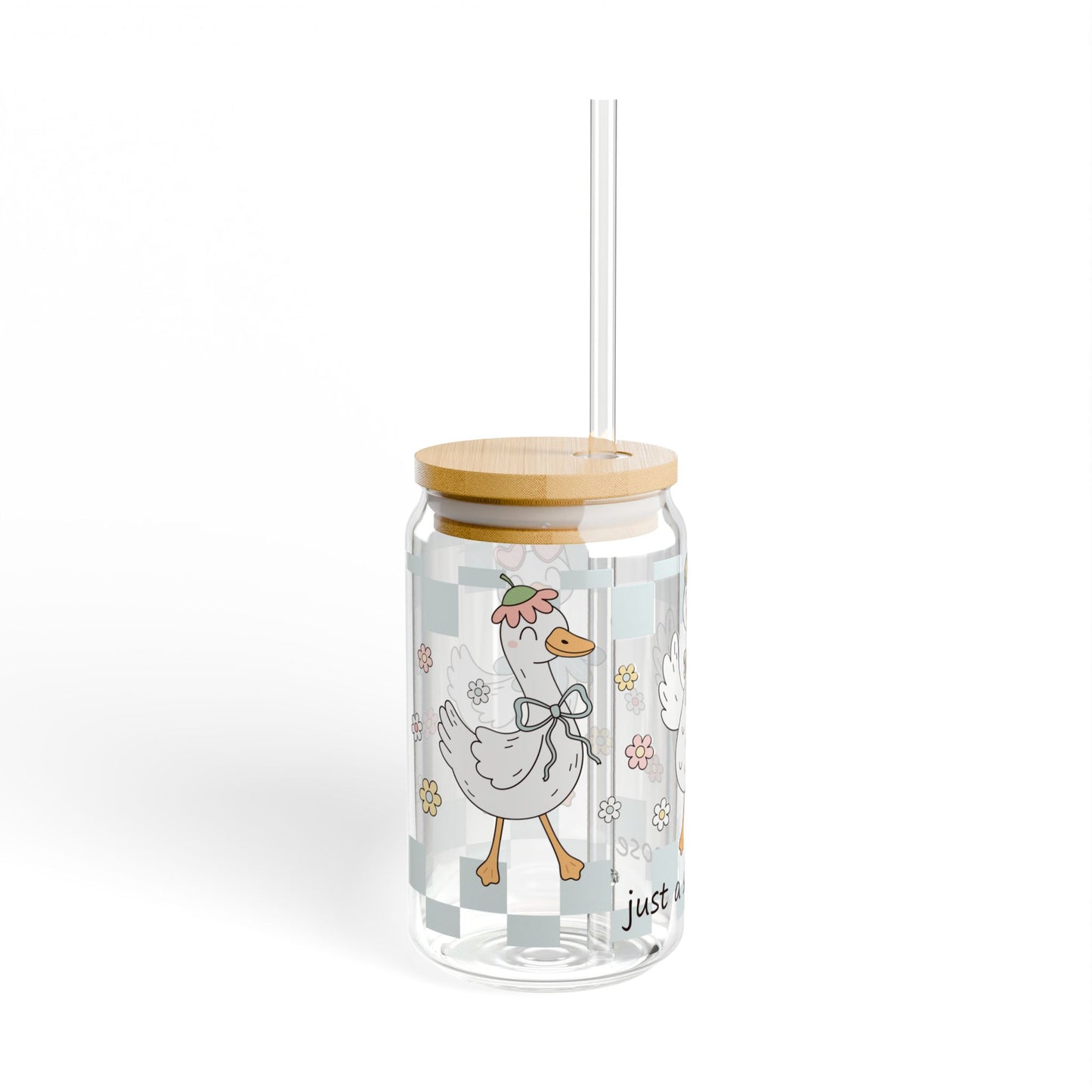 🪿🌼 Just a Silly Goose Sipper Glass – 16oz Whimsy & Fun for Every Sip 🎀💧