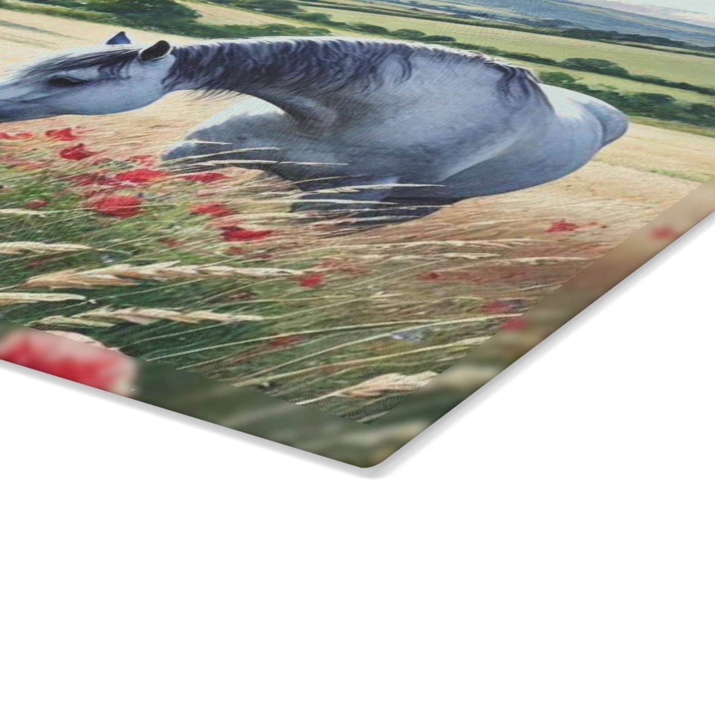 Horse Cutting Board, Equestrian Gift, Glass Cutting Board, Rustic Kitchen Decor, Horse Lover Gift, Farmhouse Kitchen Decor, Horse Lover Gift