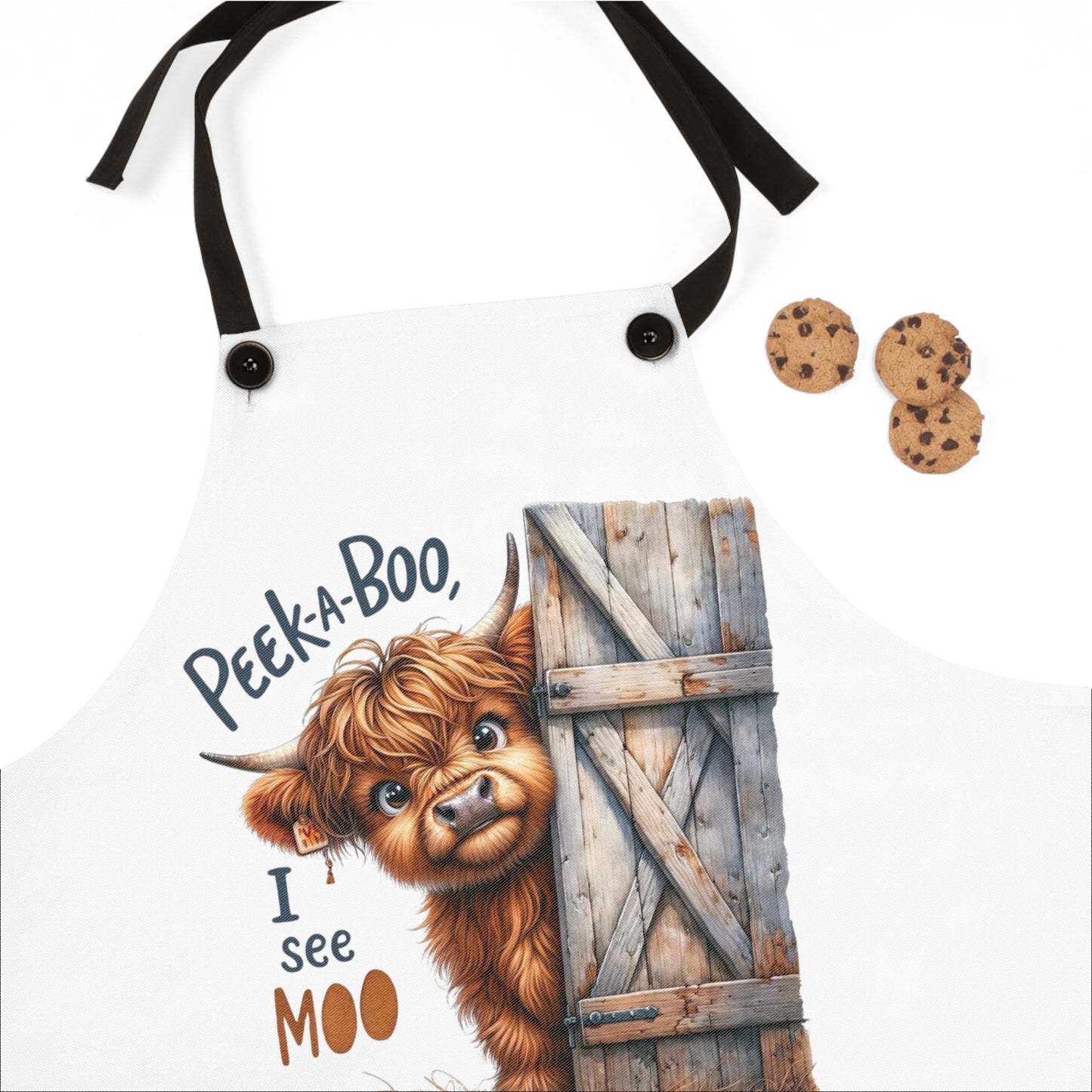 🐮👀 Peek-A-Moo Farm Apron – “Peek-a-Boo, I See Moo” Cute Cow Kitchen Fun