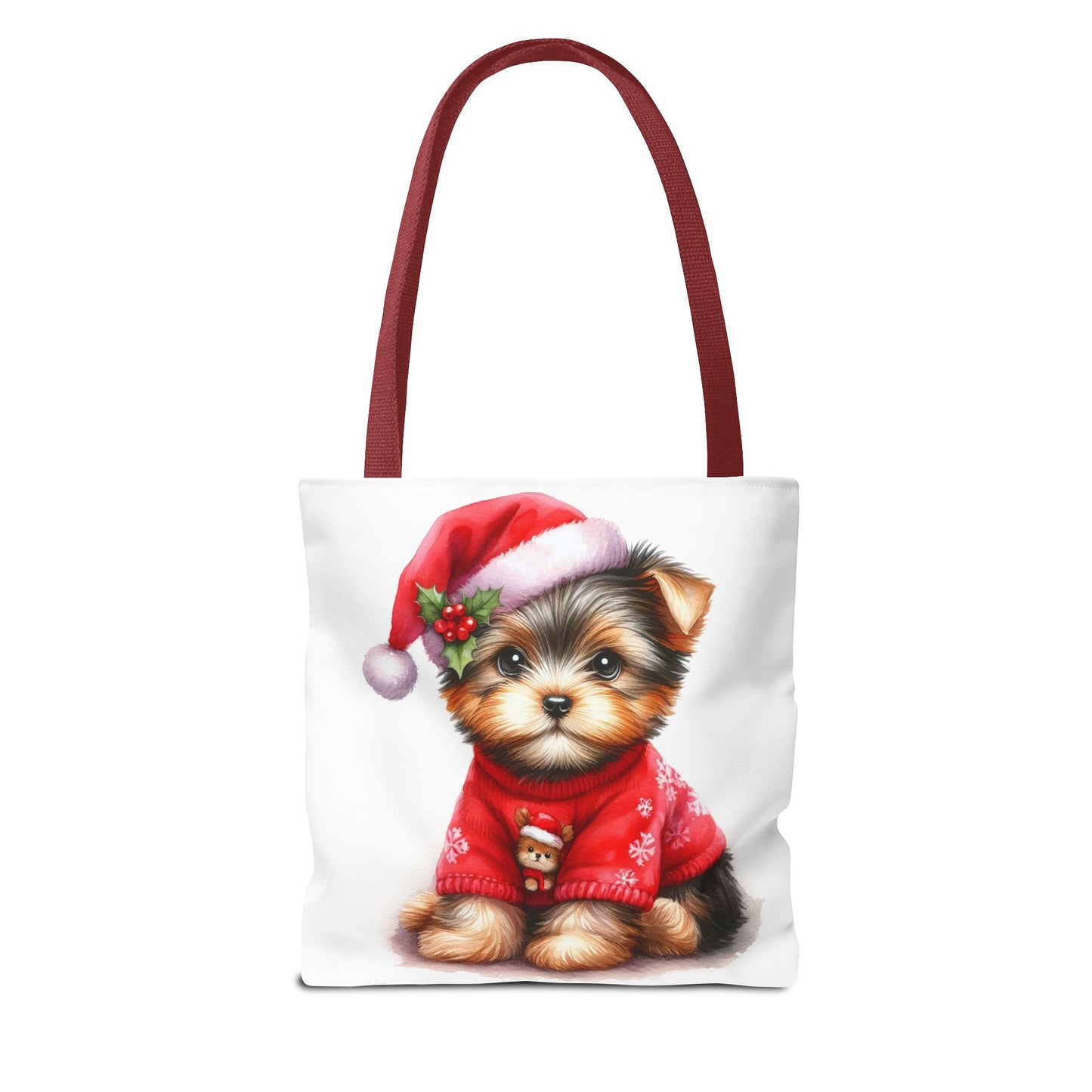 🎄 Santa Yorkie Christmas Tote Bag – Holiday Cheer in Every Stitch 🐾