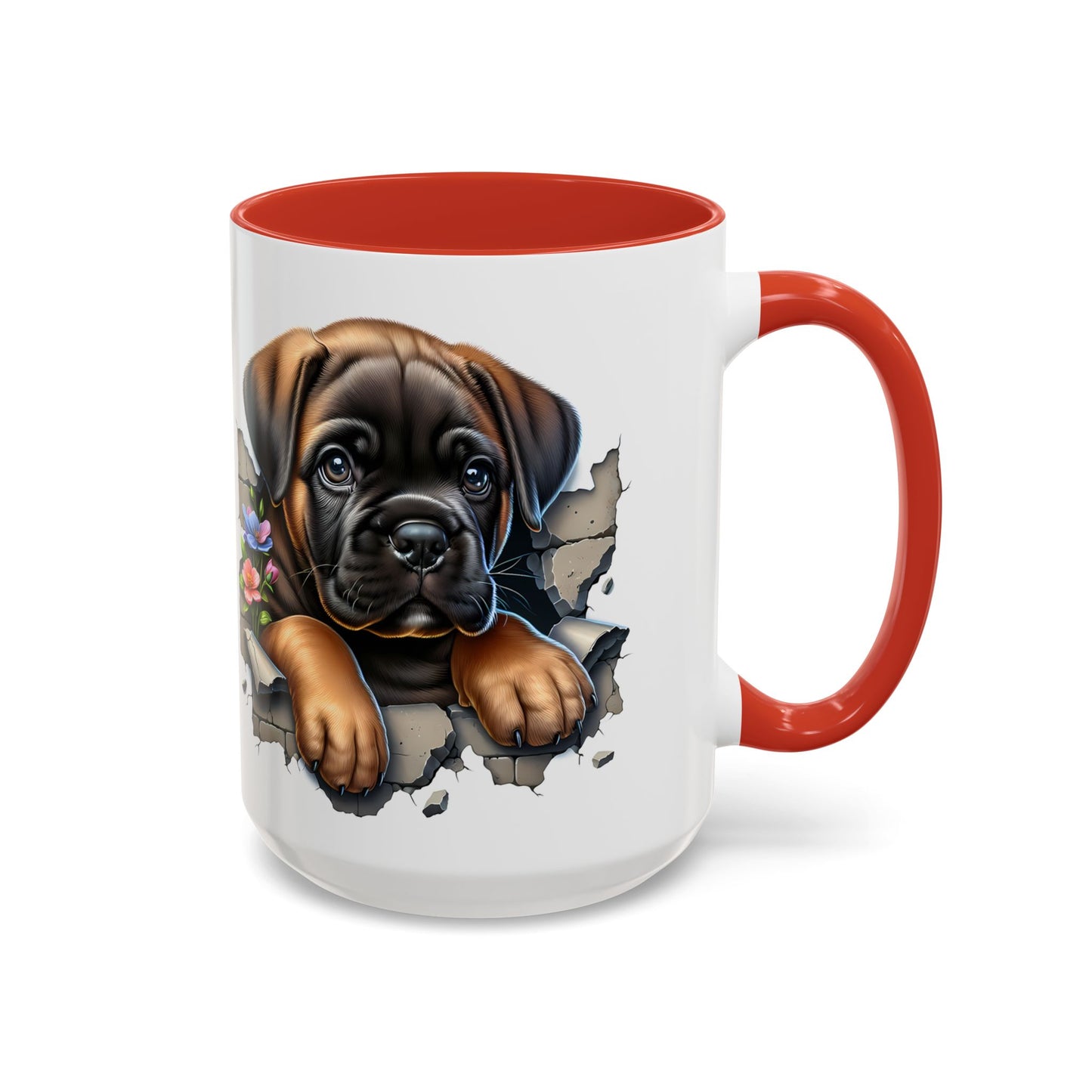 🧡 Boxer Puppy Accent Mug – Adorable Peek-Through Cup for Dog Lovers