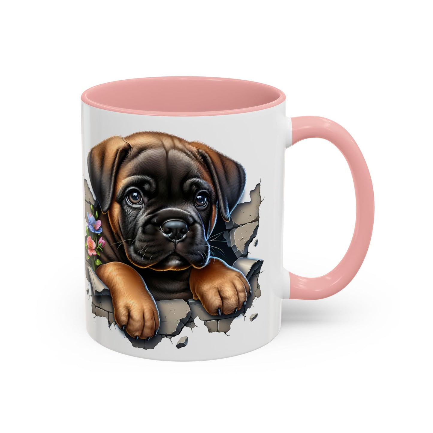 🧡 Boxer Puppy Accent Mug – Adorable Peek-Through Cup for Dog Lovers