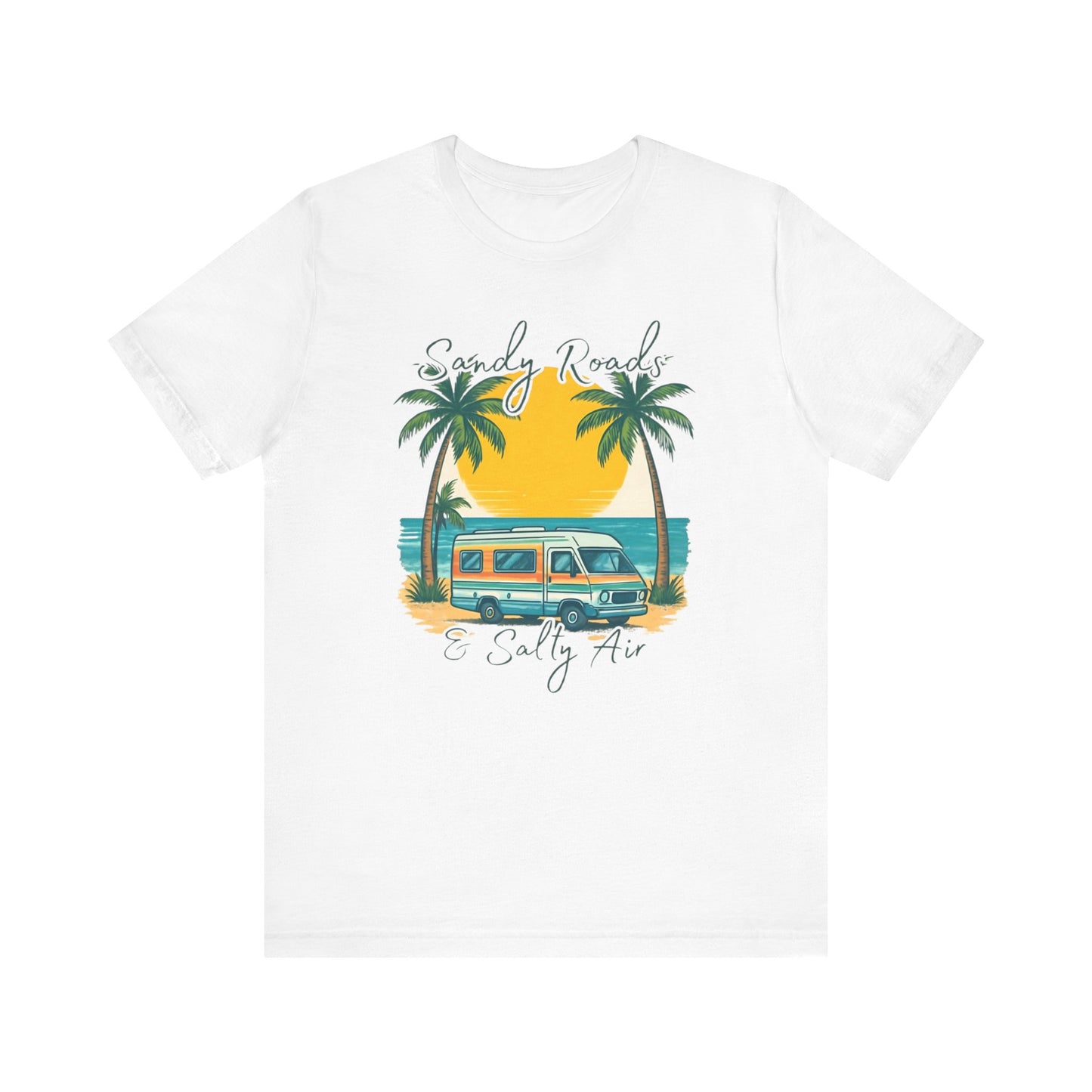 Camiseta Sandy Roads &amp; Salty Air: Camisa playera ligera para mujer para días costeros y ambiente veraniego.