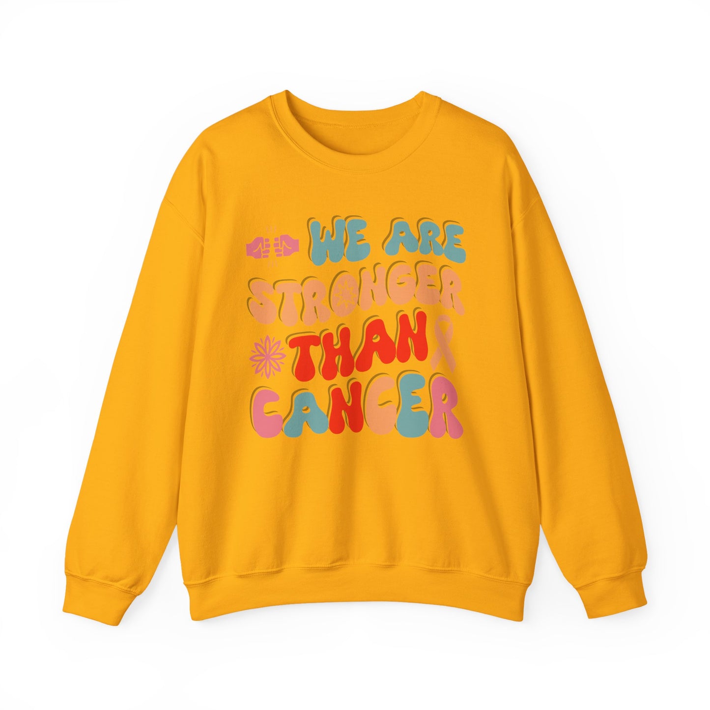 💪🌸 We Are Stronger Than Cancer Sweatshirt – Retro Breast Cancer Awareness Crewneck