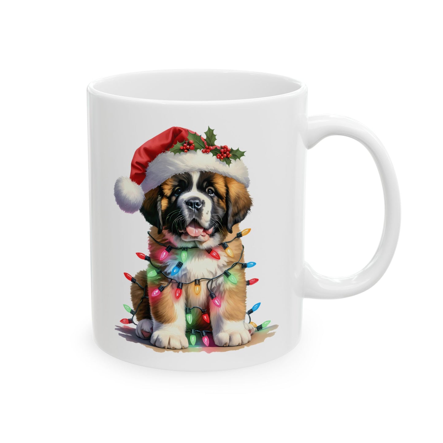 🎄 Saint Bernard Christmas Lights Mug – Festive Cheer with a Fluffy Twist 🐶