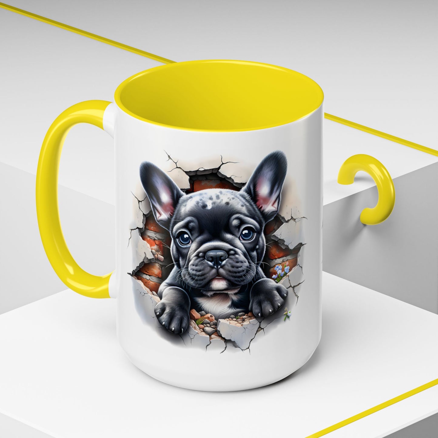 🐾🖤 Black French Bulldog Puppy Accent Mug – Cute Peek-Through Cup for Dog Lovers ☕✨