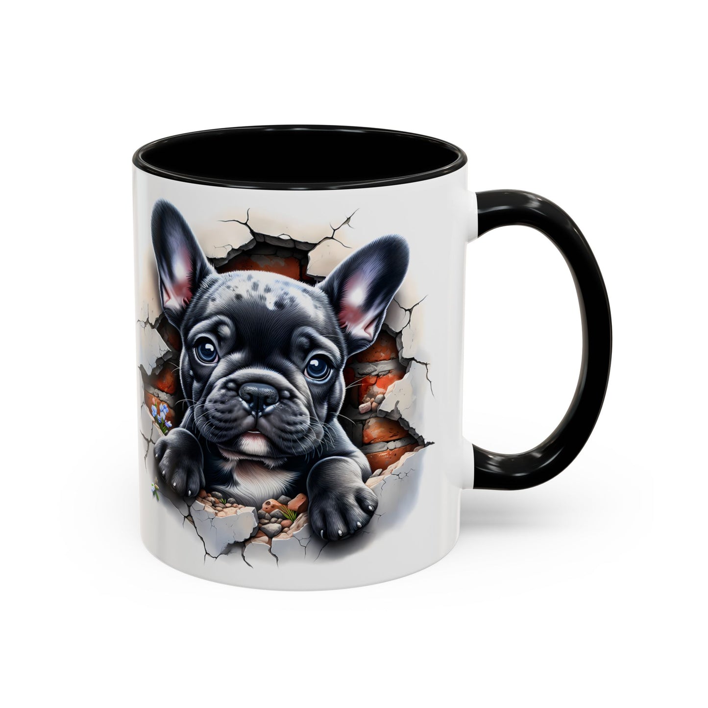 🐾🖤 Black French Bulldog Puppy Accent Mug – Cute Peek-Through Cup for Dog Lovers ☕✨