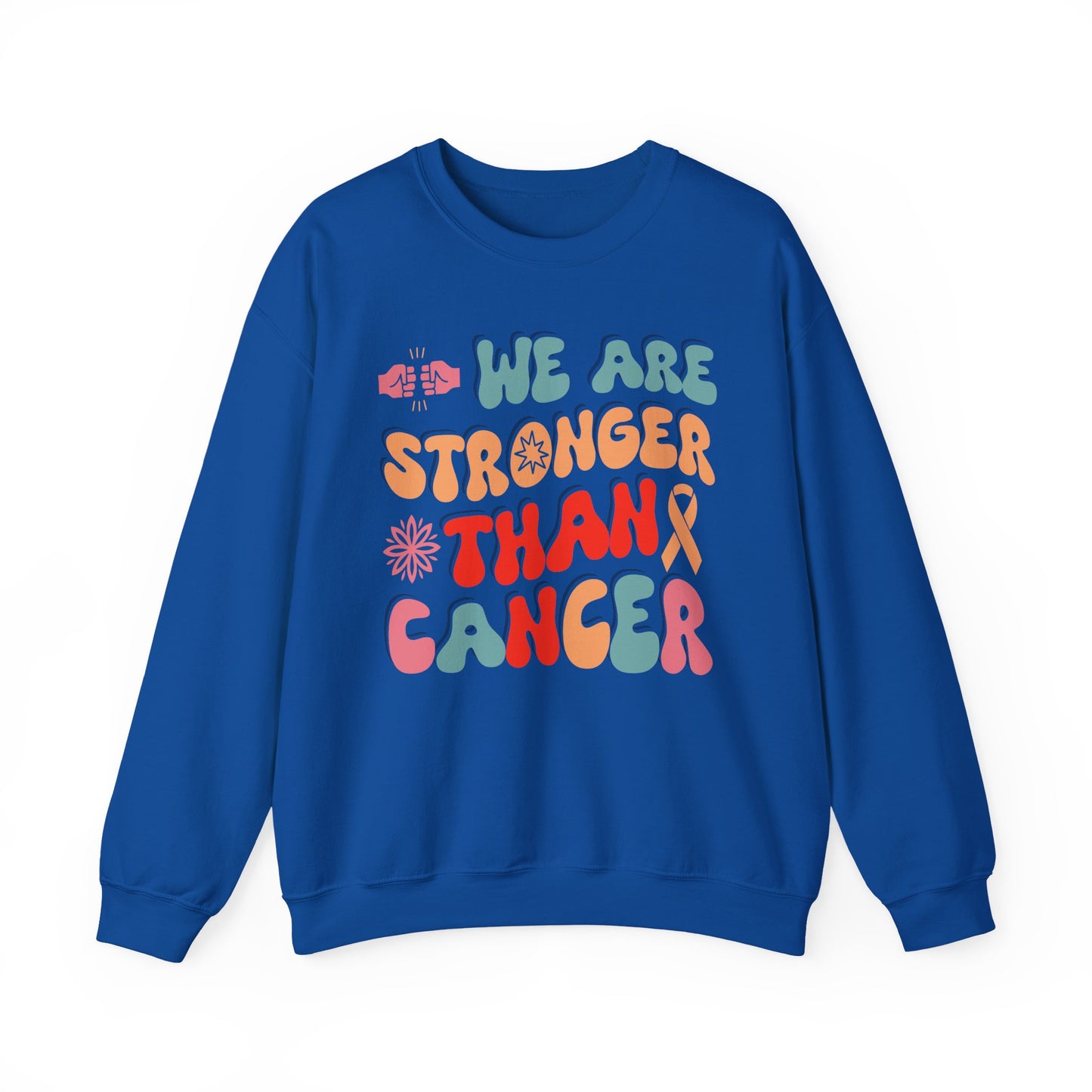 💪🌸 We Are Stronger Than Cancer Sweatshirt – Retro Breast Cancer Awareness Crewneck