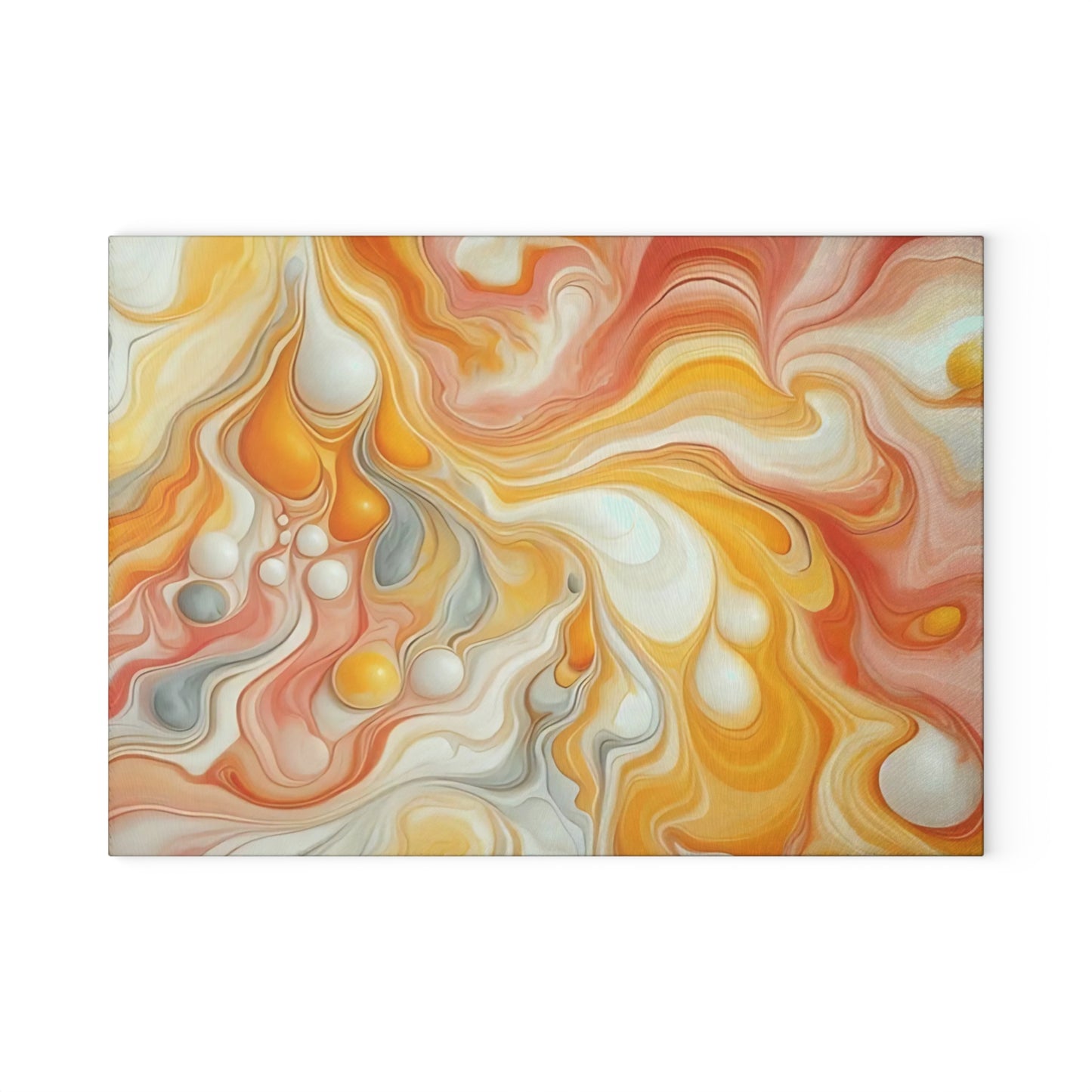 Tabla de cortar de vidrio templado con efecto mármol amarillo, gris y naranja: elegante decoración de cocina con aspecto de mármol, ideal para regalar y funcional.
