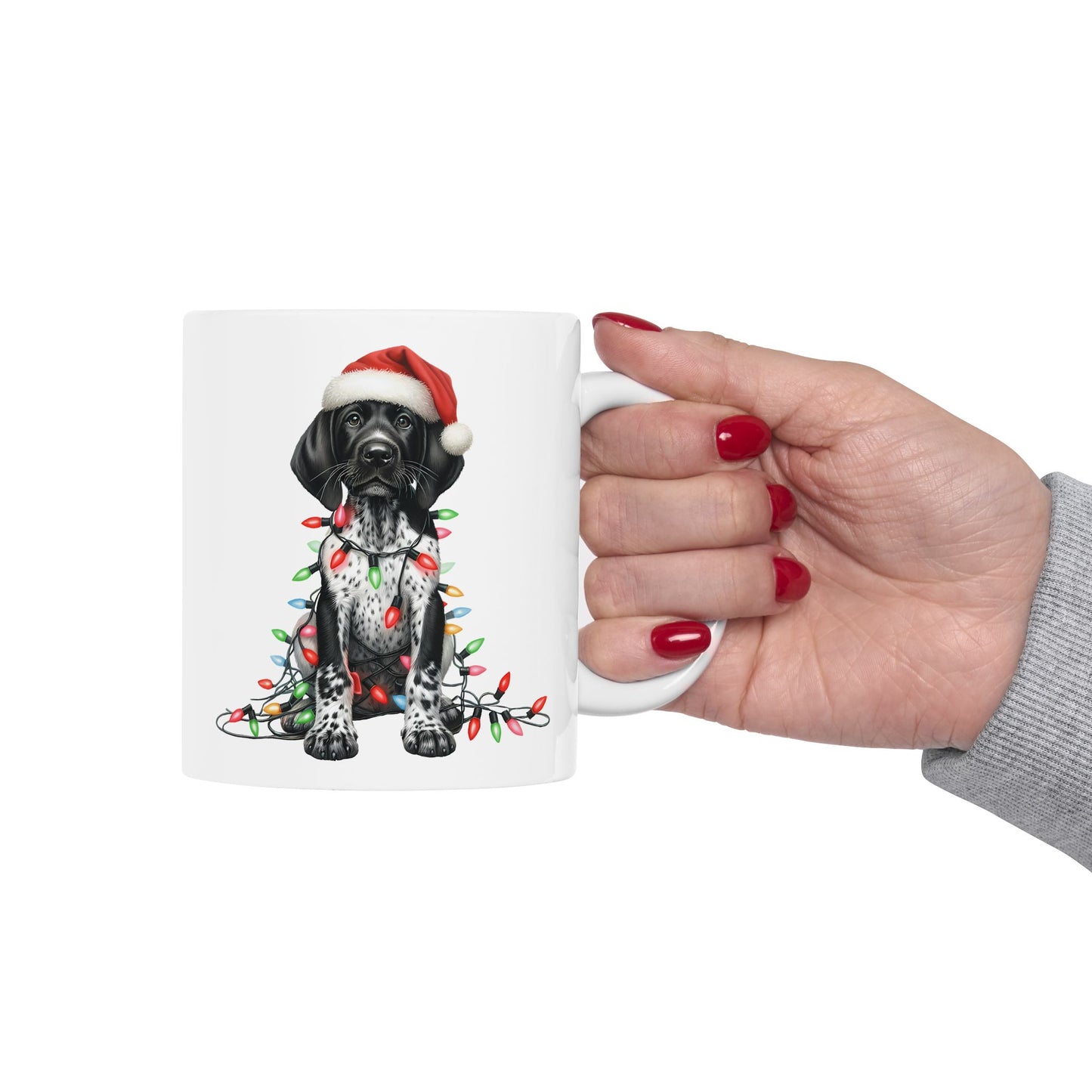 🎄 German Shorthair Pointer Christmas Mug – Holiday Cheer with a Santa Pup Twist ☕️