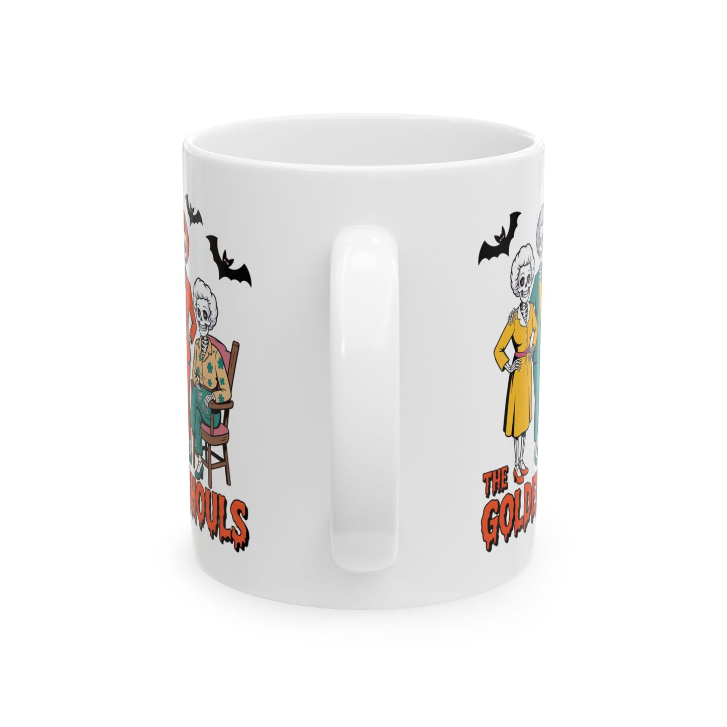 💀👵 The Golden Ghouls Mug – Funny Skeleton Halloween Coffee Cup 🎃☕