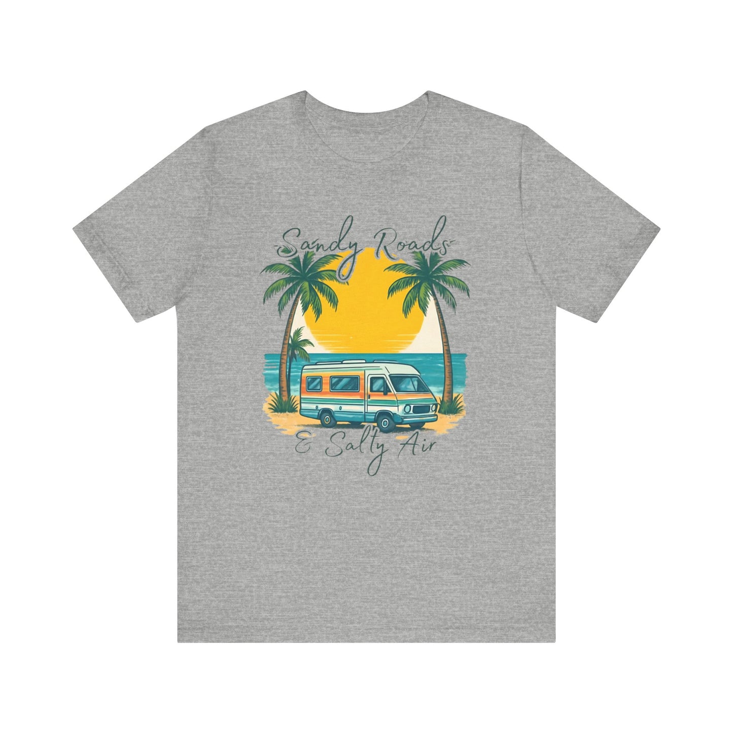 Camiseta Sandy Roads &amp; Salty Air: Camisa playera ligera para mujer para días costeros y ambiente veraniego.