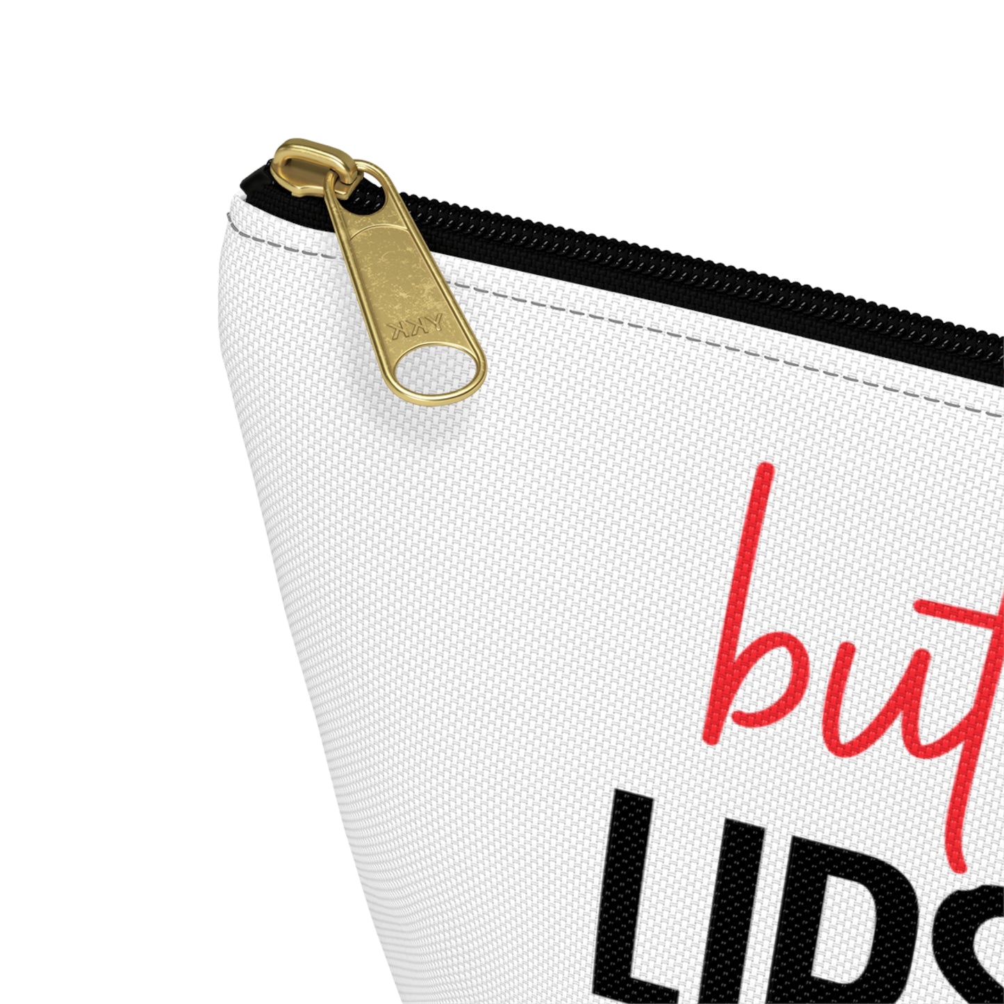 Accessory Pouch – "But First Lipstick" Red Makeup Bag