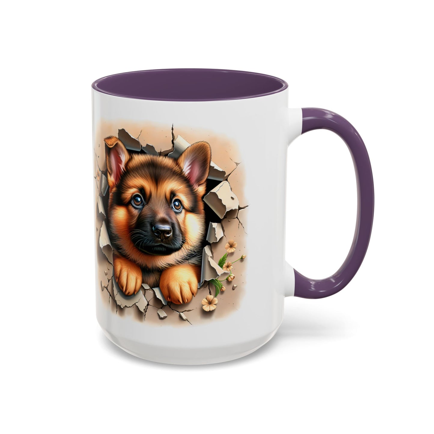 🐾☕ German Shepherd Puppy Peek Accent Mug – Loyal Pup Lover Gift ✨🖤