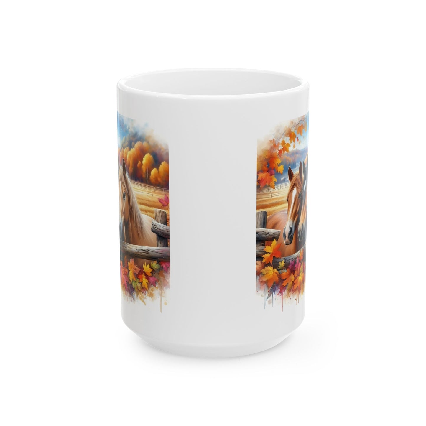 🐴🍂 Autumn Horses Mug – Fall Farm Coffee Cup with Rustic Charm ☕🍁