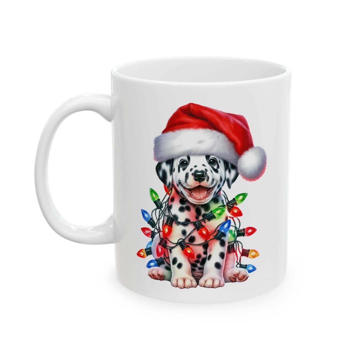 Dalmatian Christmas Lights Mug – Personalized Holiday Cheer in Every Sip 🎅🌟