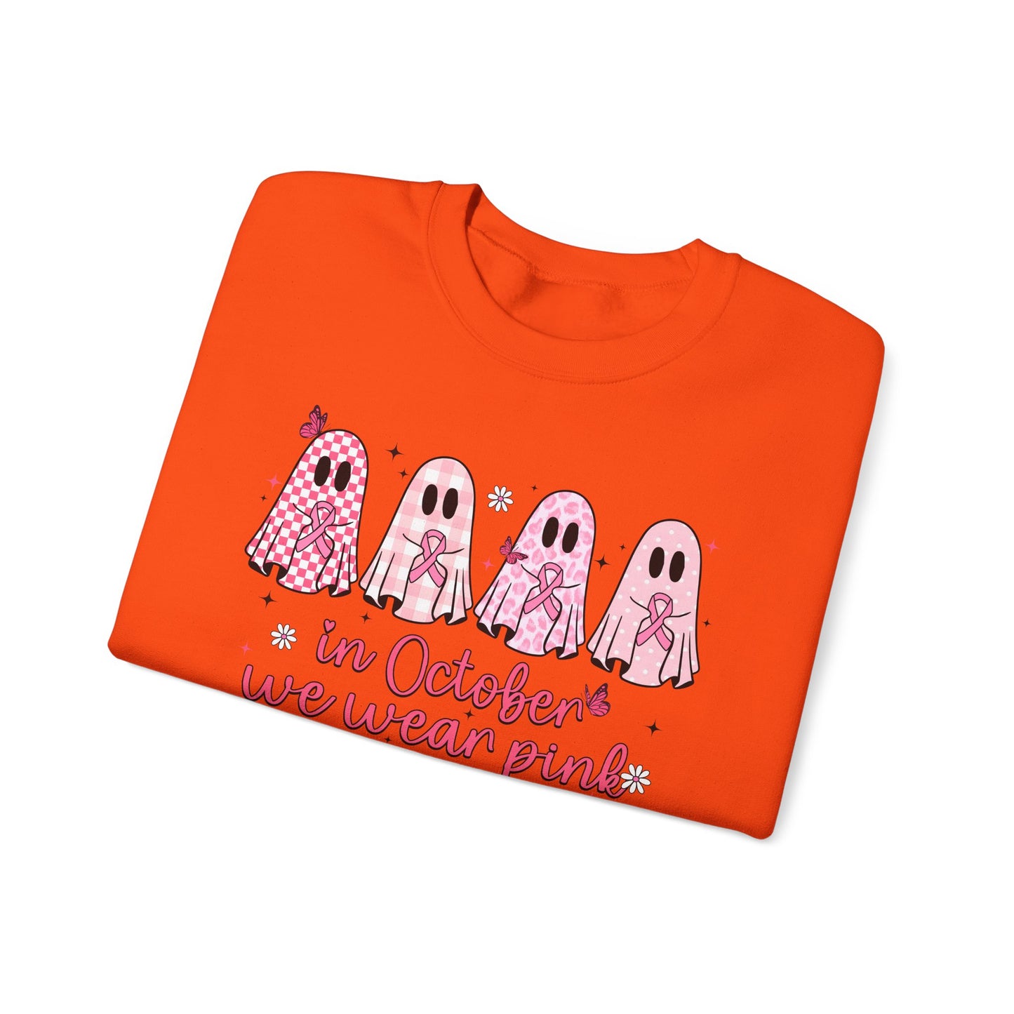 🎀👻 In October We Wear Pink Sweatshirt – Breast Cancer Awareness Halloween Ghosts