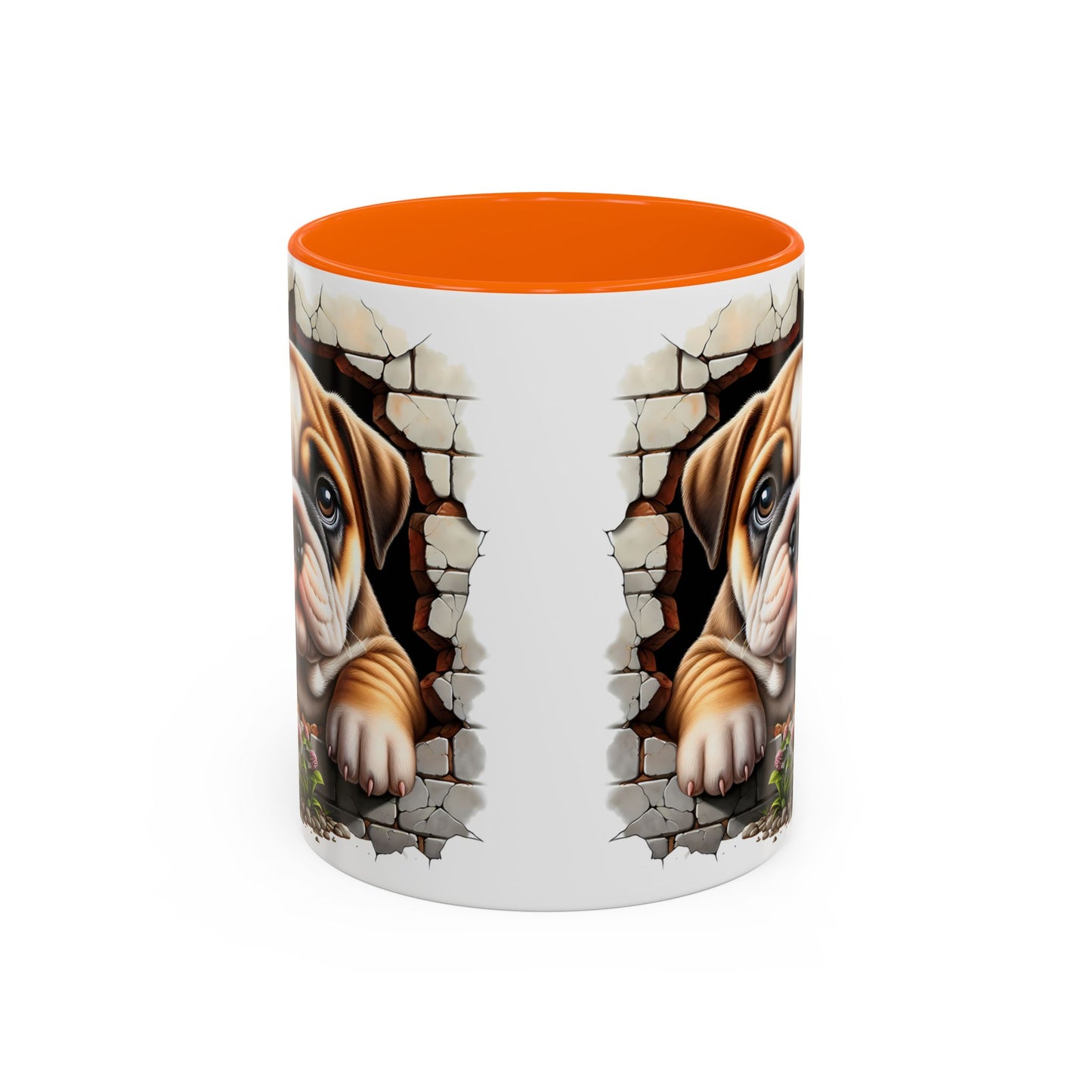 🎀🐶 English Bulldog Puppy Accent Mug – Cute Peek-Through Dog Design for Animal Lovers ☕💖