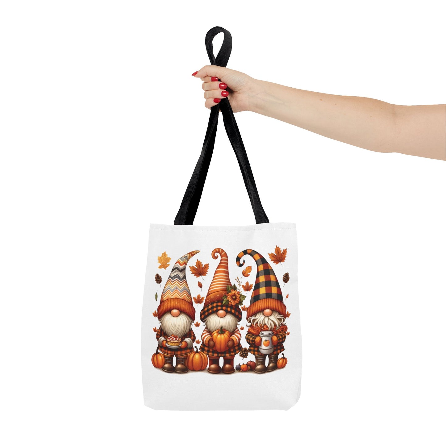 🍁 Autumn Gnome Trio Tote Bag – Cozy Fall Charm with Pumpkin Spice Magic