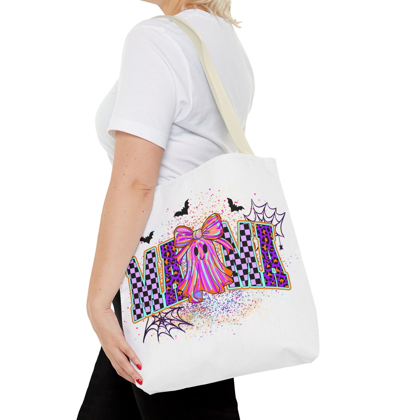 🎃 Colorful Mama Ghost Halloween Tote Bag – Spooky Fun with a Pop of Color 👻👜