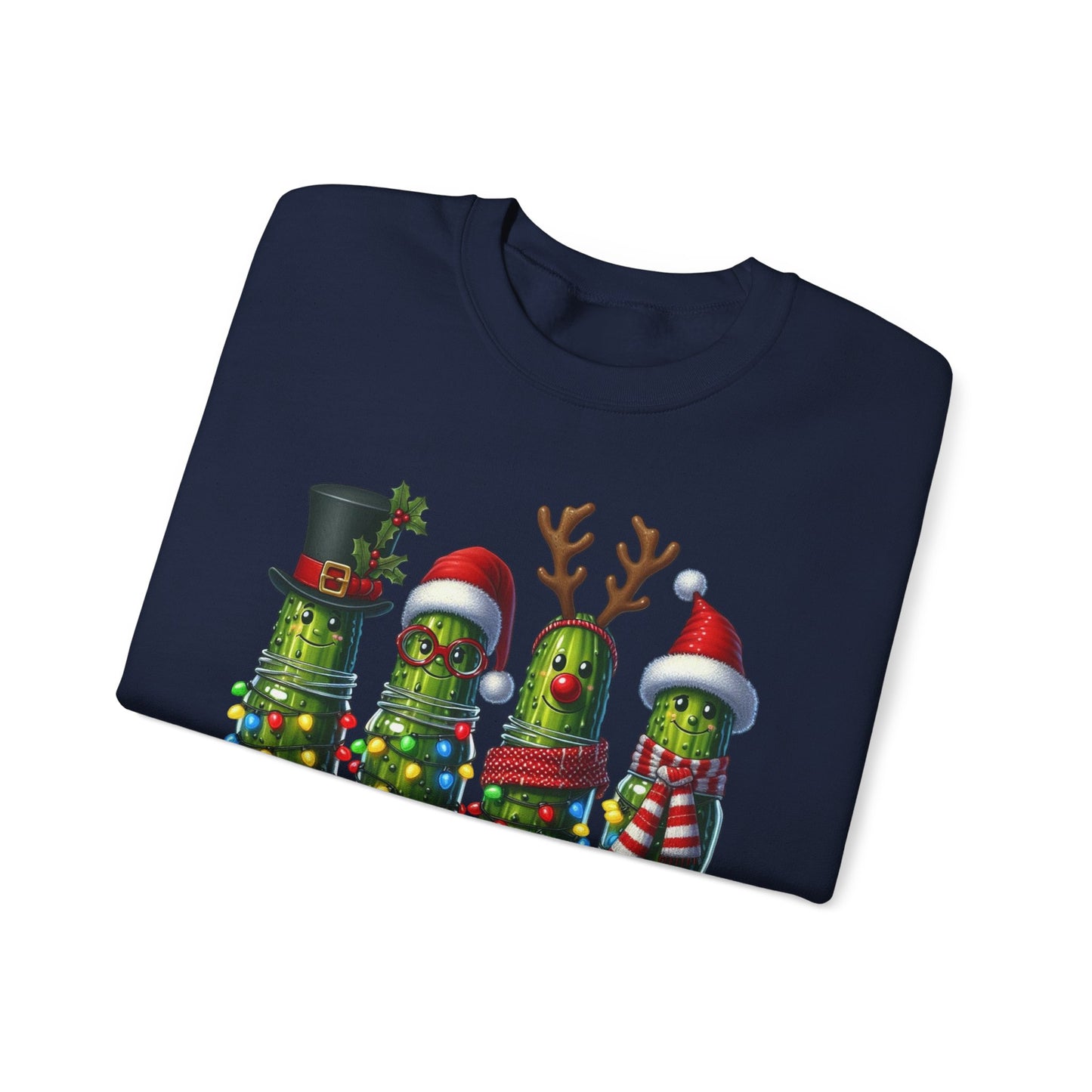 🥒✨ Merry Picklemas Crewneck – Festive Pickle Jars with Holiday Lights