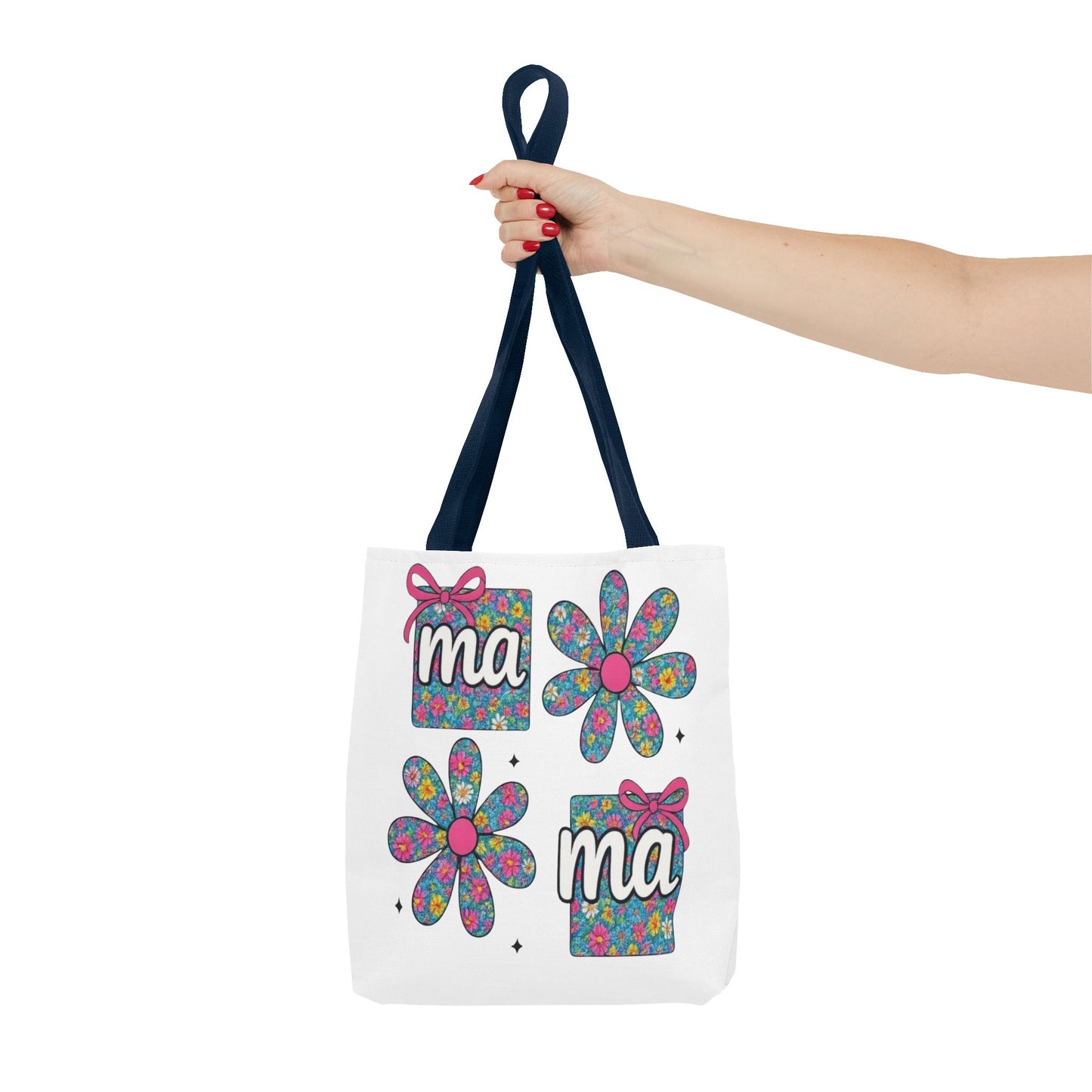 Bolso Tote Floral "ma": Un Accesorio Divertido y Brillante para Mamá