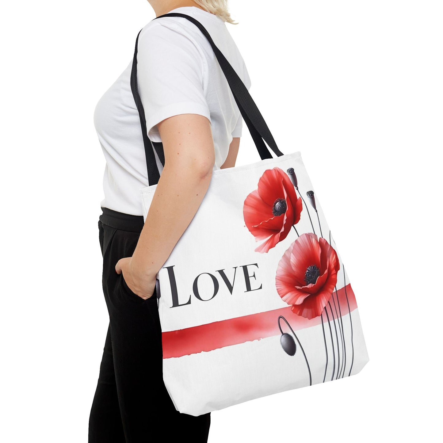 ❤️ Bolso Tote Floral Rojo “Love” – Atrevido, Hermoso y Lleno de Corazón