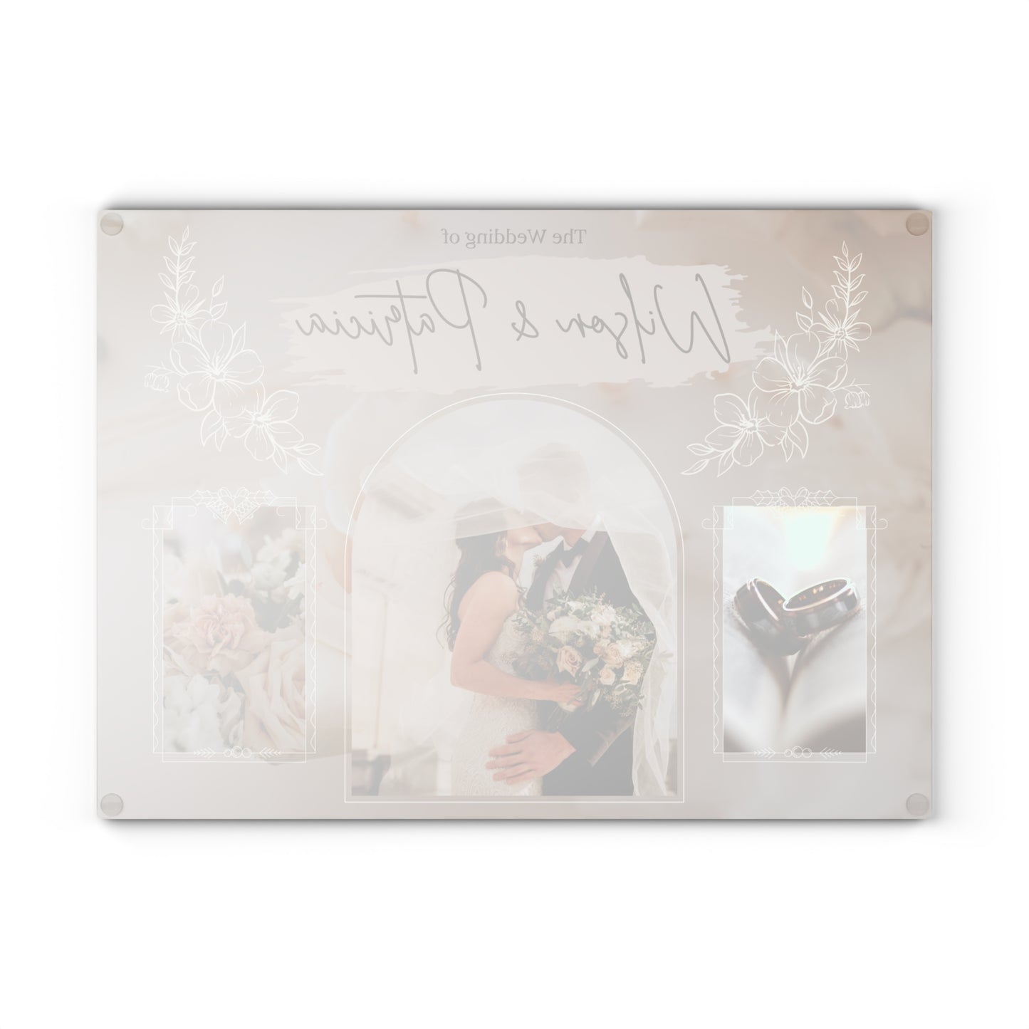 Wedding Photo Collage Glass Cutting Board – Personalized Couple Memory Keepsake