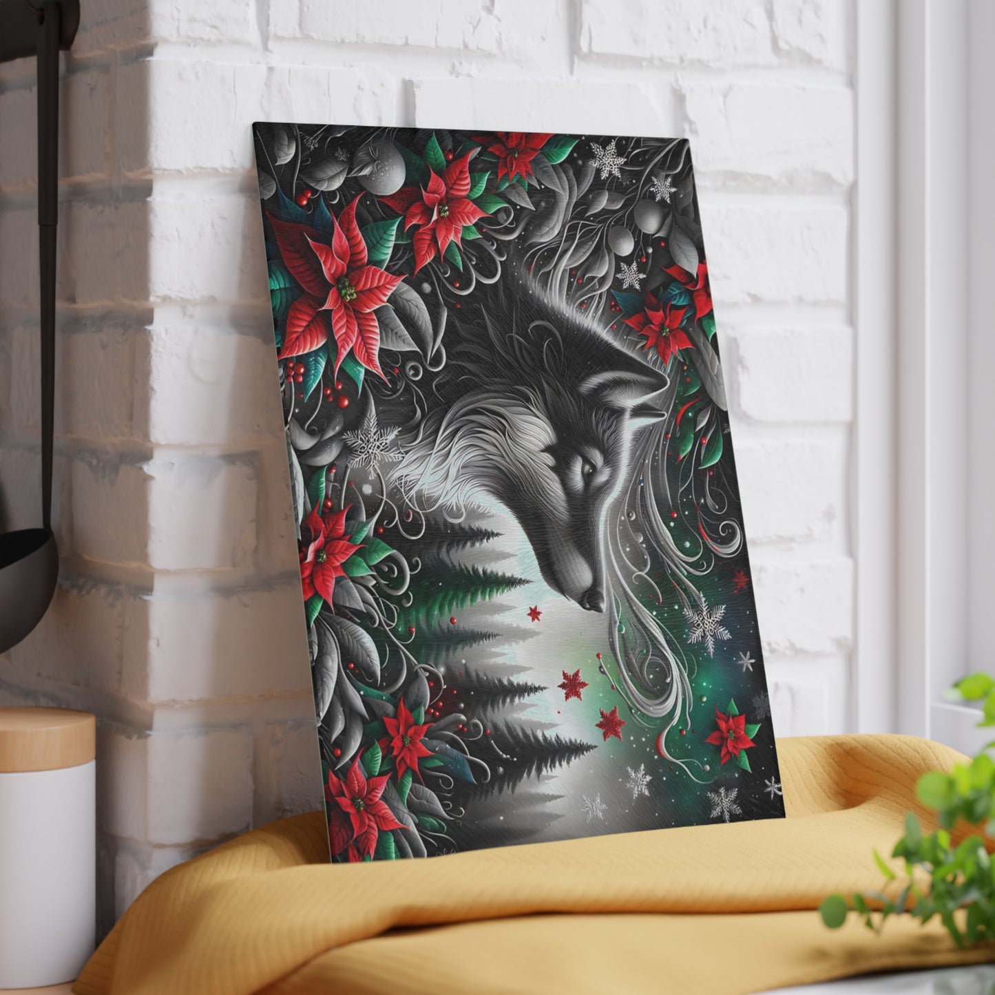 🐺❄️ “Moonlit Winter Wolf” Glass Cutting Board – Bold, Modern Wild Beauty for Your Kitchen