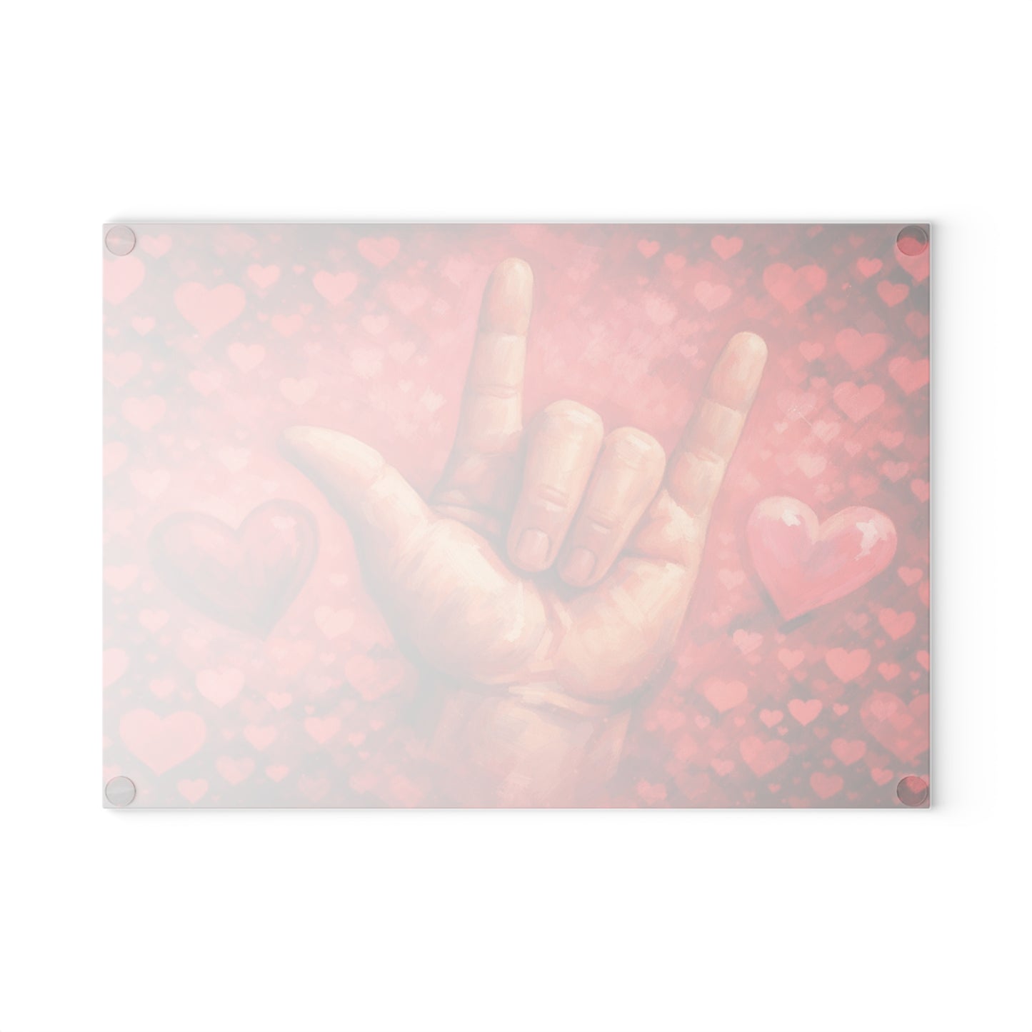 Sign Language “I Love You” Glass Cutting Board – Heartfelt ASL Art Kitchen Display