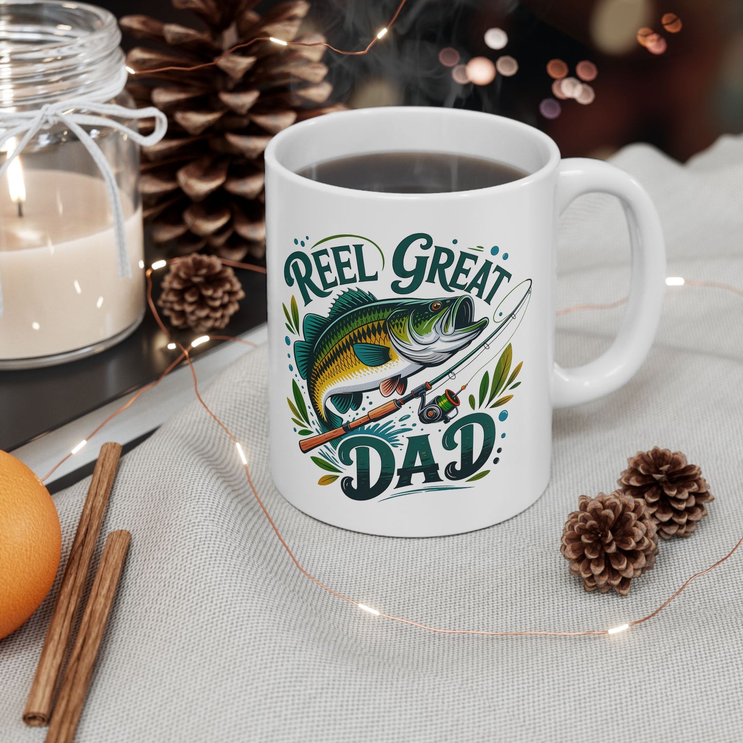 🎣 “REEL GREAT DAD” – Fishing Mug for Father’s Day, Birthday, or Just Because 💙🐟