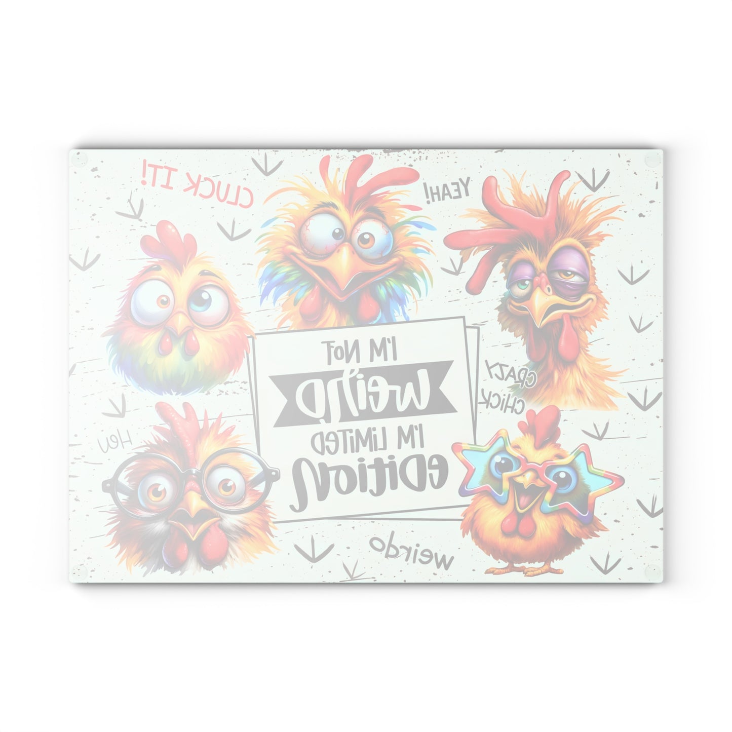 Funny Chicken Glass Cutting Board – I’m Not Weird Limited Edition Kitchen Decor