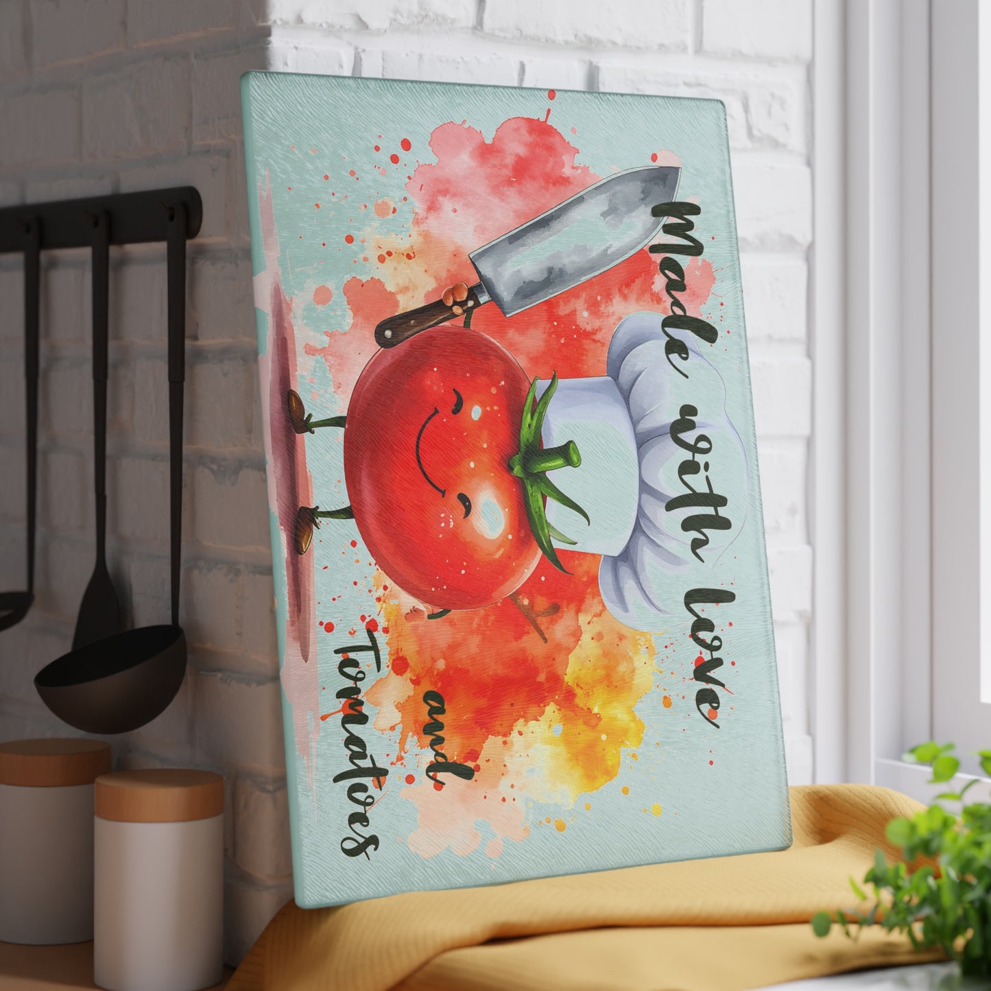 🍅 Made With Love and Tomatoes – Funny Chef Cutting Board