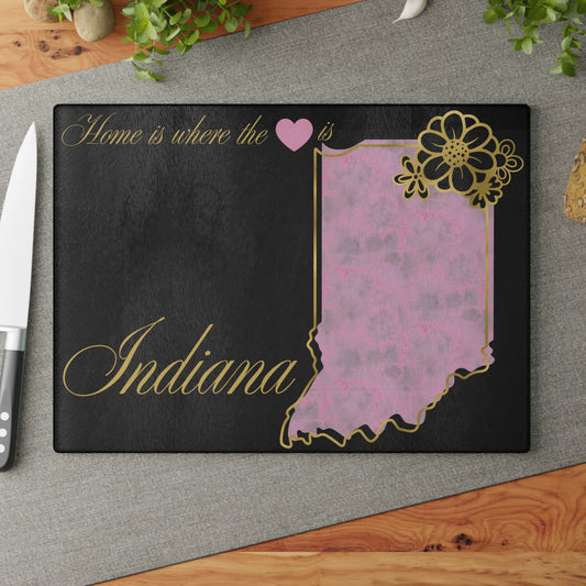 💗 Indiana State Cutting Board – Blushing Florals & Heartfelt Charm