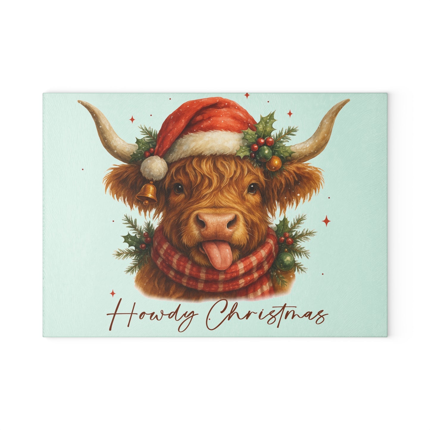 🎄 Howdy Christmas Highland Cow Cutting Board – Festive Country Charm for Your Holiday Kitchen