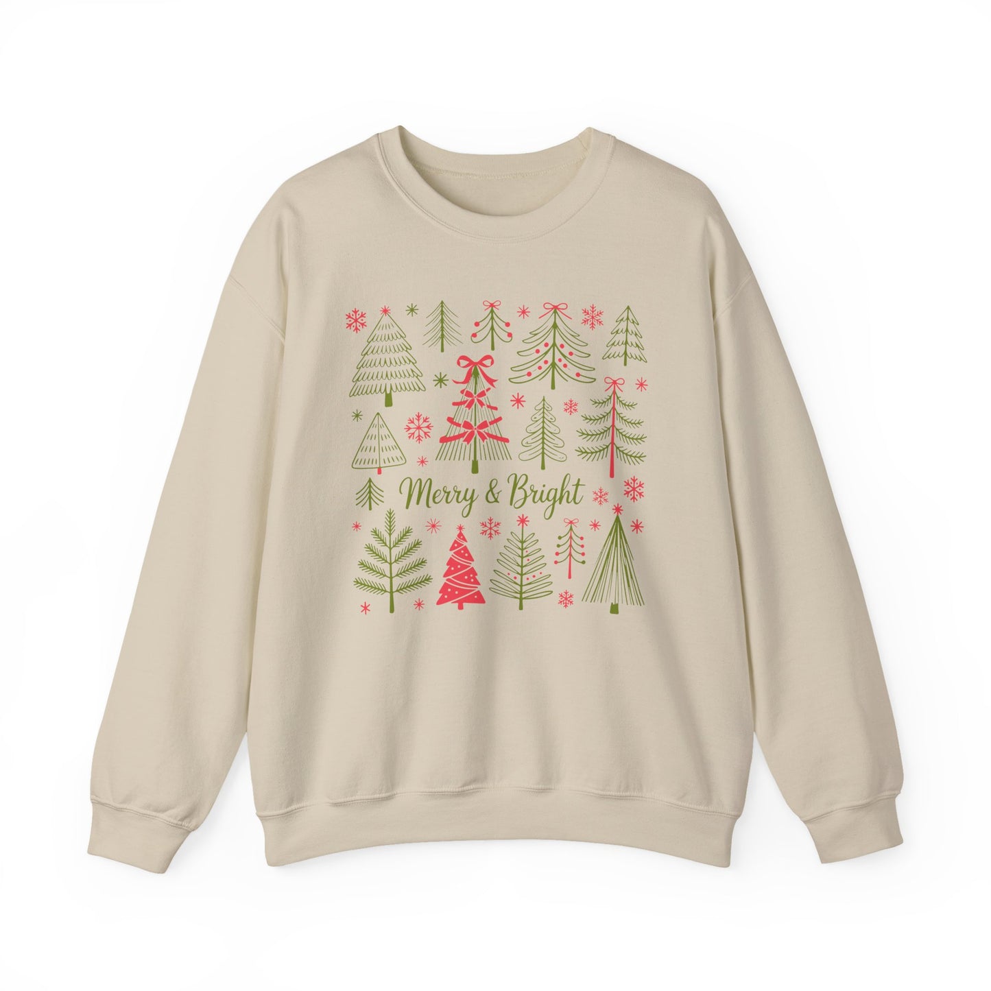 🎄✨ Merry & Bright Sweatshirt – Whimsical Holiday Forest Vibes